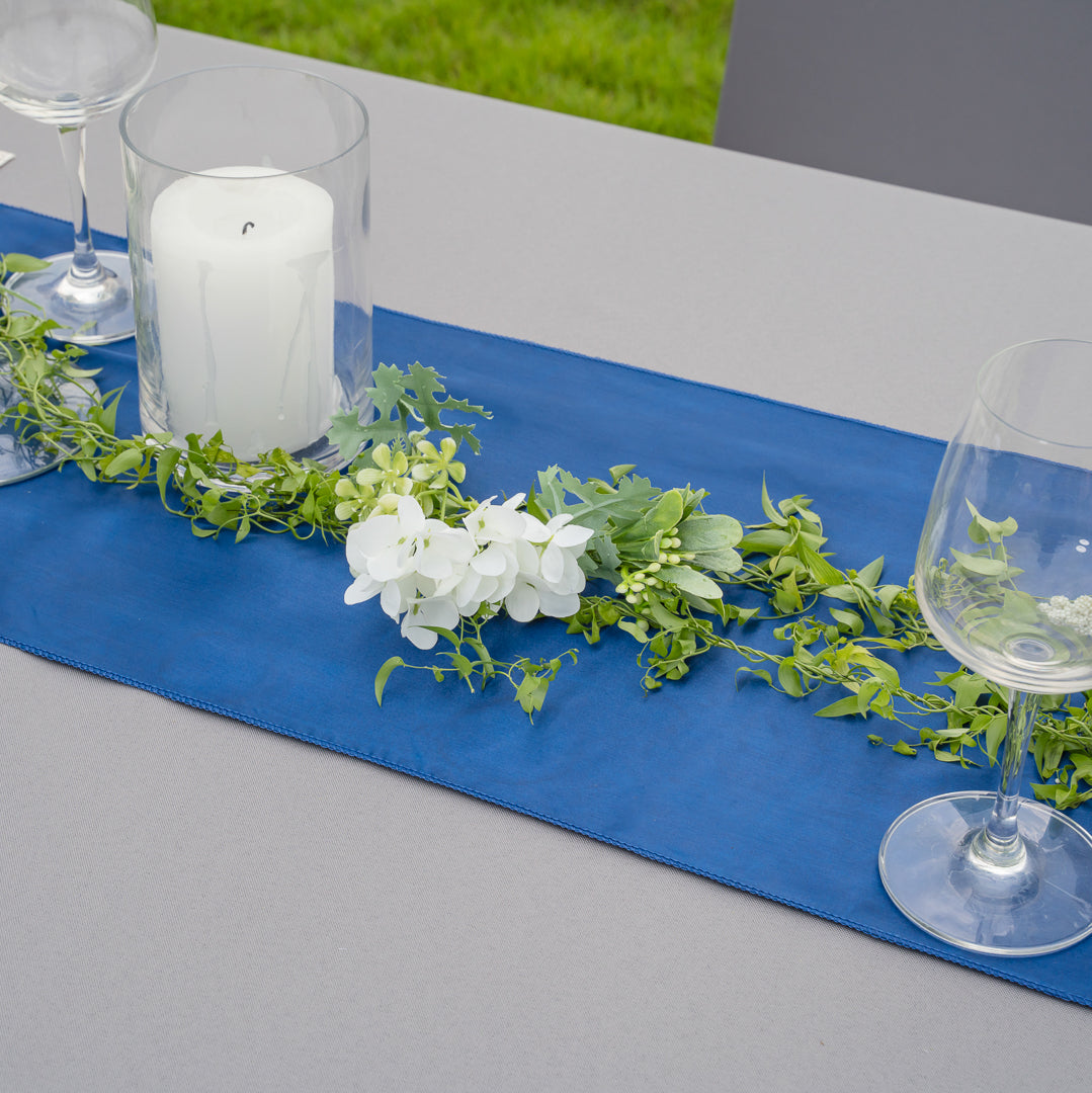 Table Tek Navy Blue Satin Table Runner - 12" x 108" - 10 count box