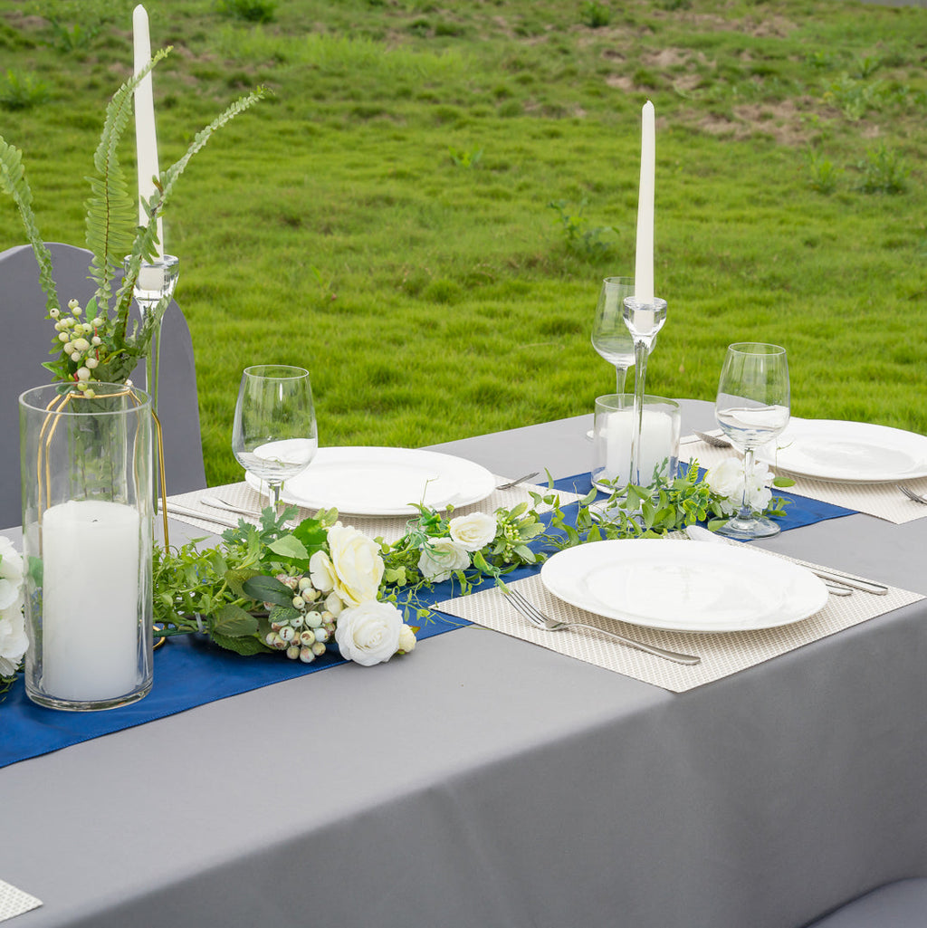 Table Tek Navy Blue Satin Table Runner - 12" x 108" - 10 count box
