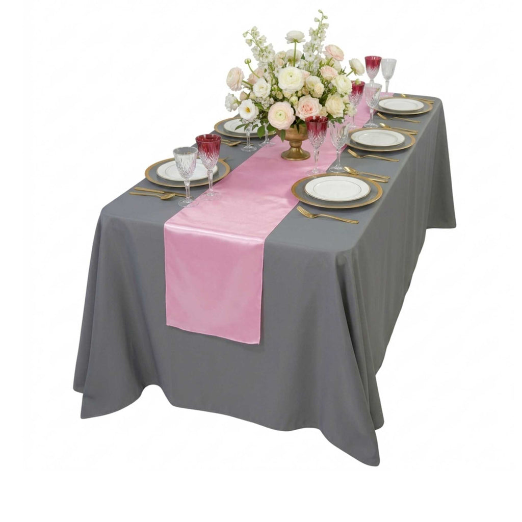 Table Tek Light Pink Satin Table Runner - 12" x 108" - 10 count box