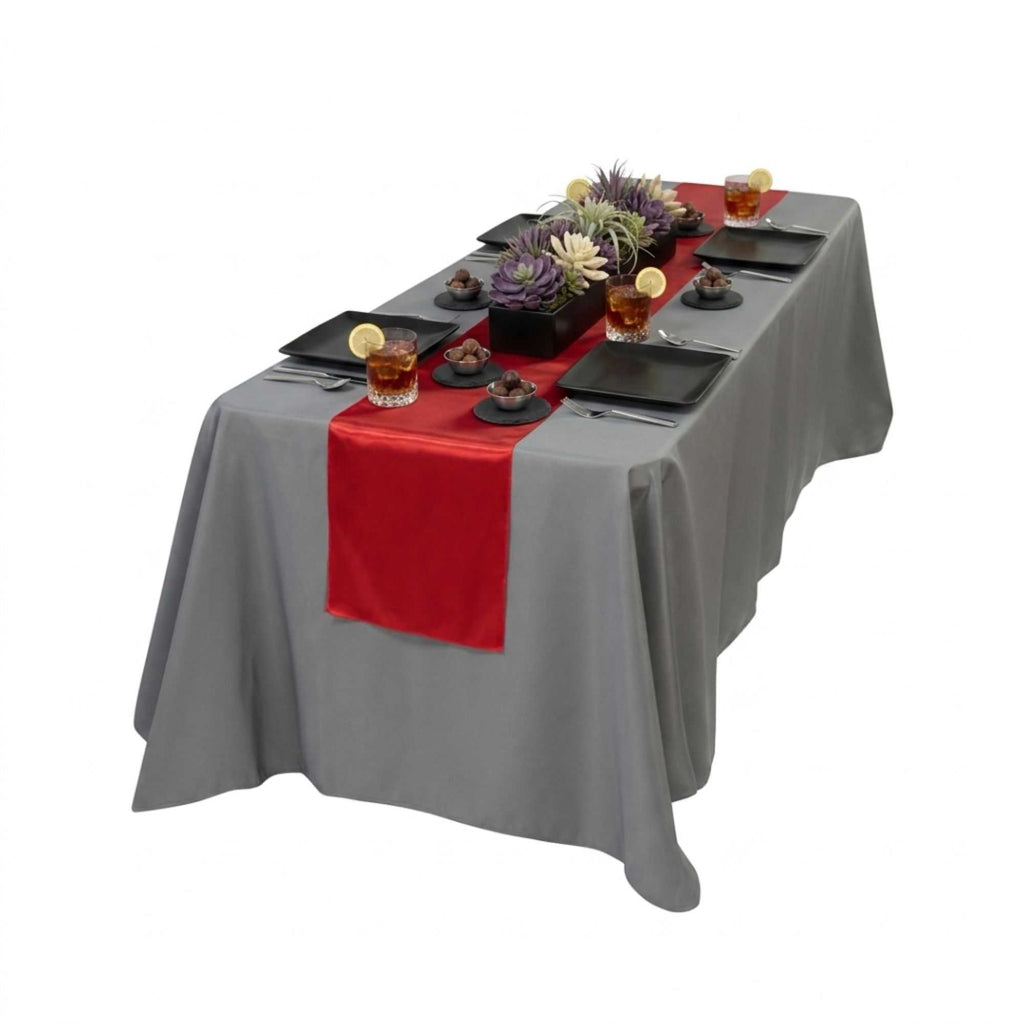 Table Tek Red Satin Table Runner - 12" x 108" - 10 count box