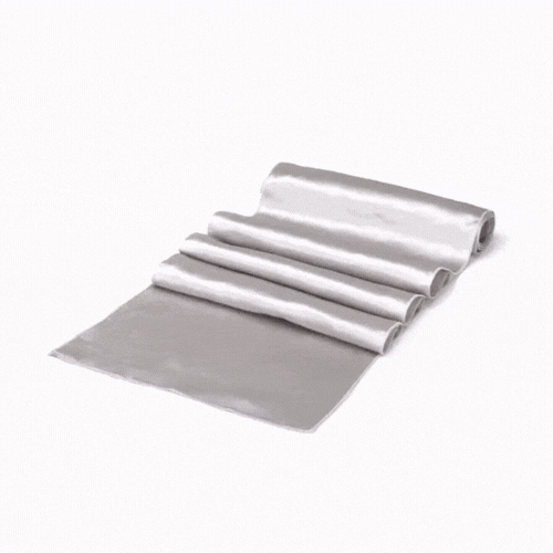 Table Tek Silver Satin Table Runner - 12" x 108" - 1 count box