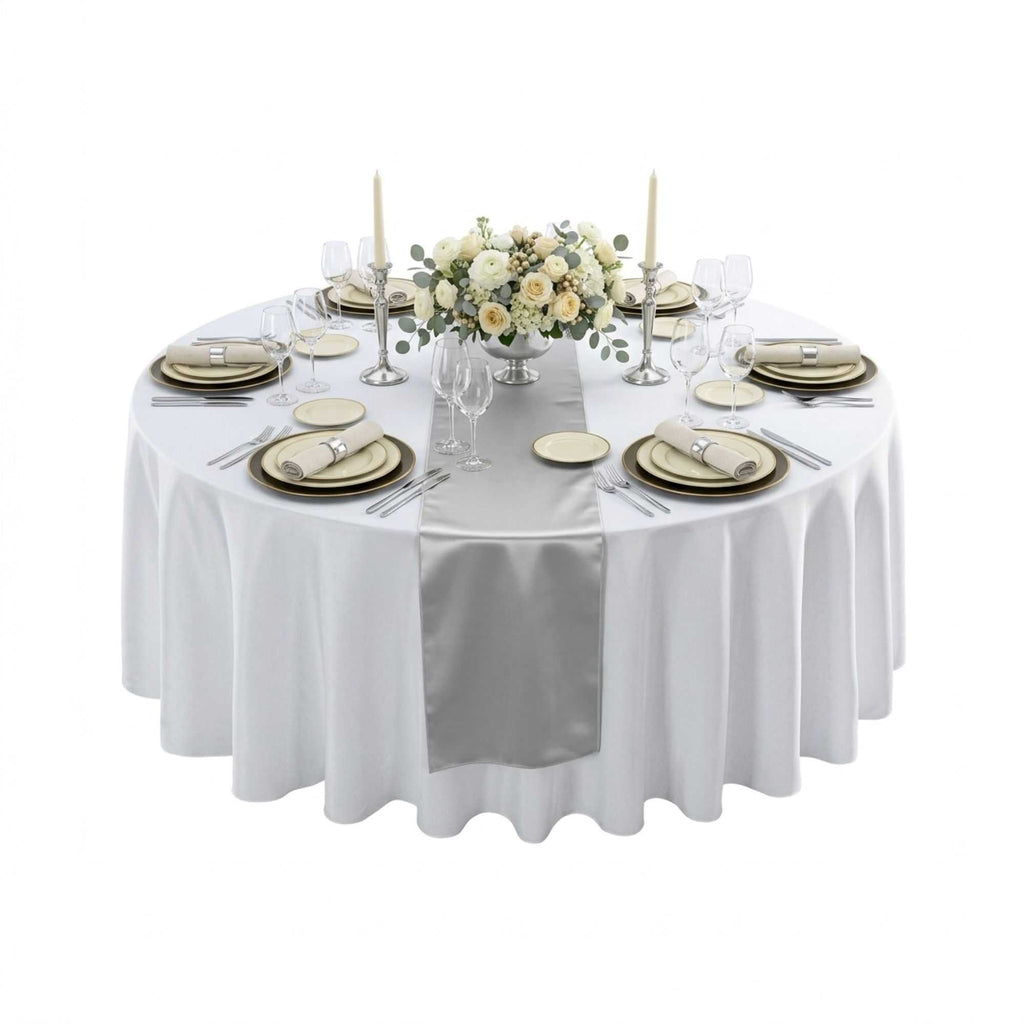 Table Tek Silver Satin Table Runner - 12" x 108" - 10 count box