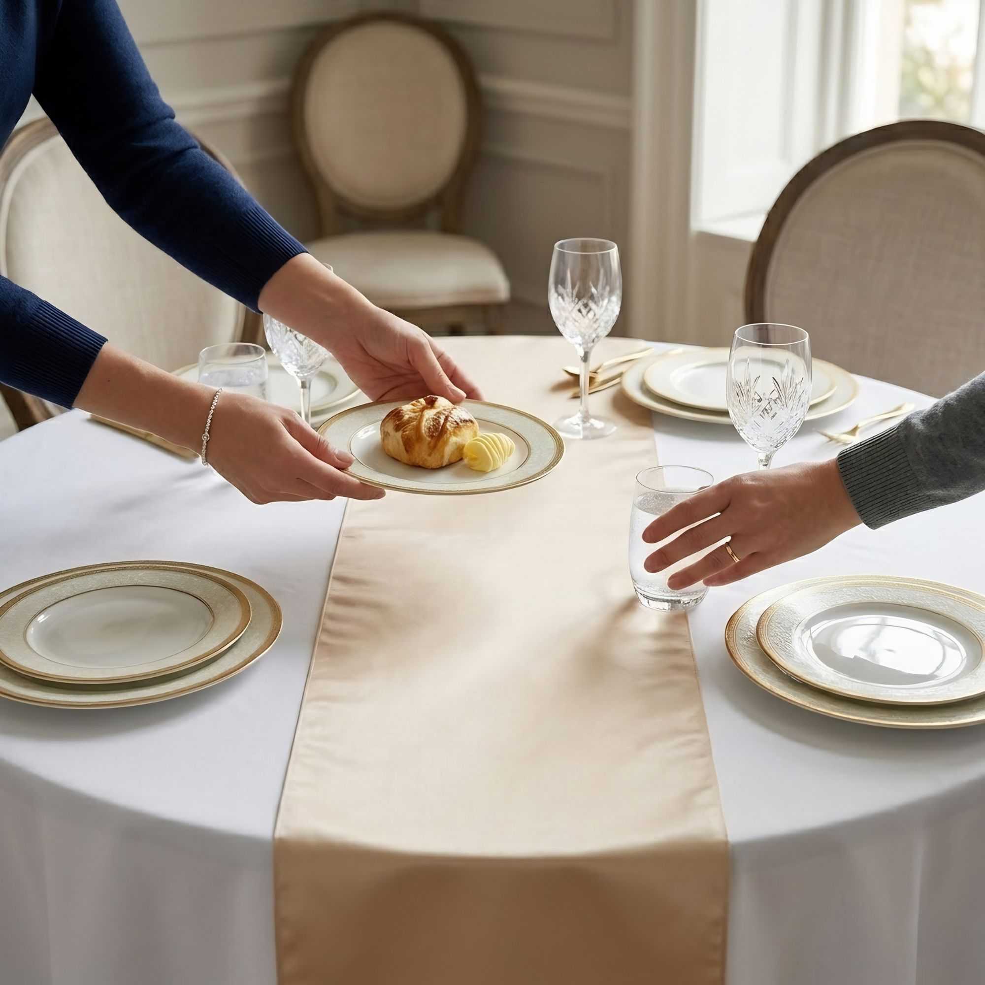 Table Tek Sand Satin Table Runner - 12" x 108" - 10 count box