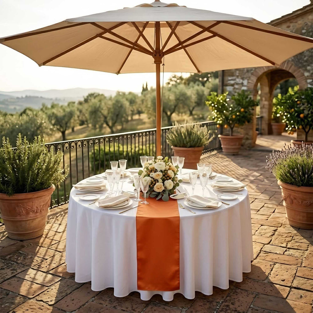 Table Tek Tangerine Orange Satin Table Runner - 12" x 108" - 10 count box