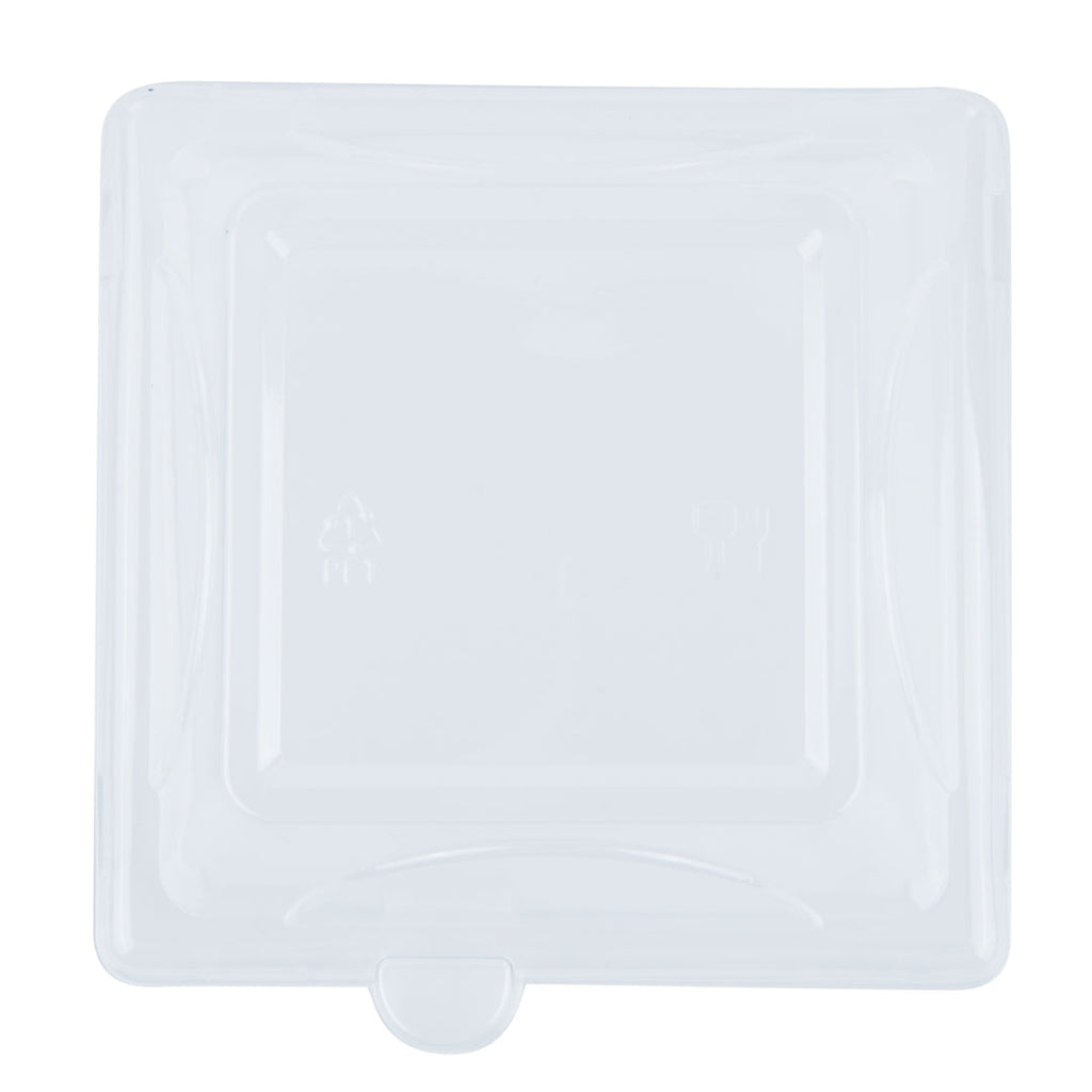 Pulp Tek Square Clear Plastic Dome Lid - Fits Sugarcane / Bagasse Small Plate - 100 count box