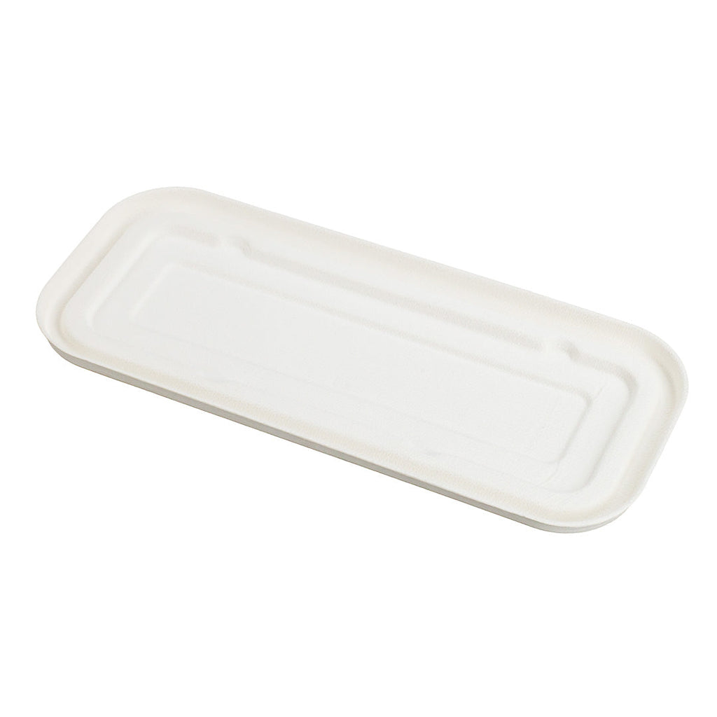 Pulp Tek Rectangle White Sugarcane / Bagasse Lid - Fits Catering Container - 100 count box