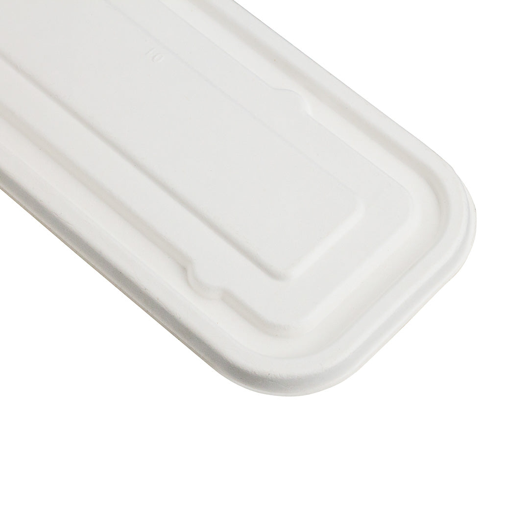 Pulp Tek Rectangle White Sugarcane / Bagasse Lid - Fits Catering Container - 100 count box