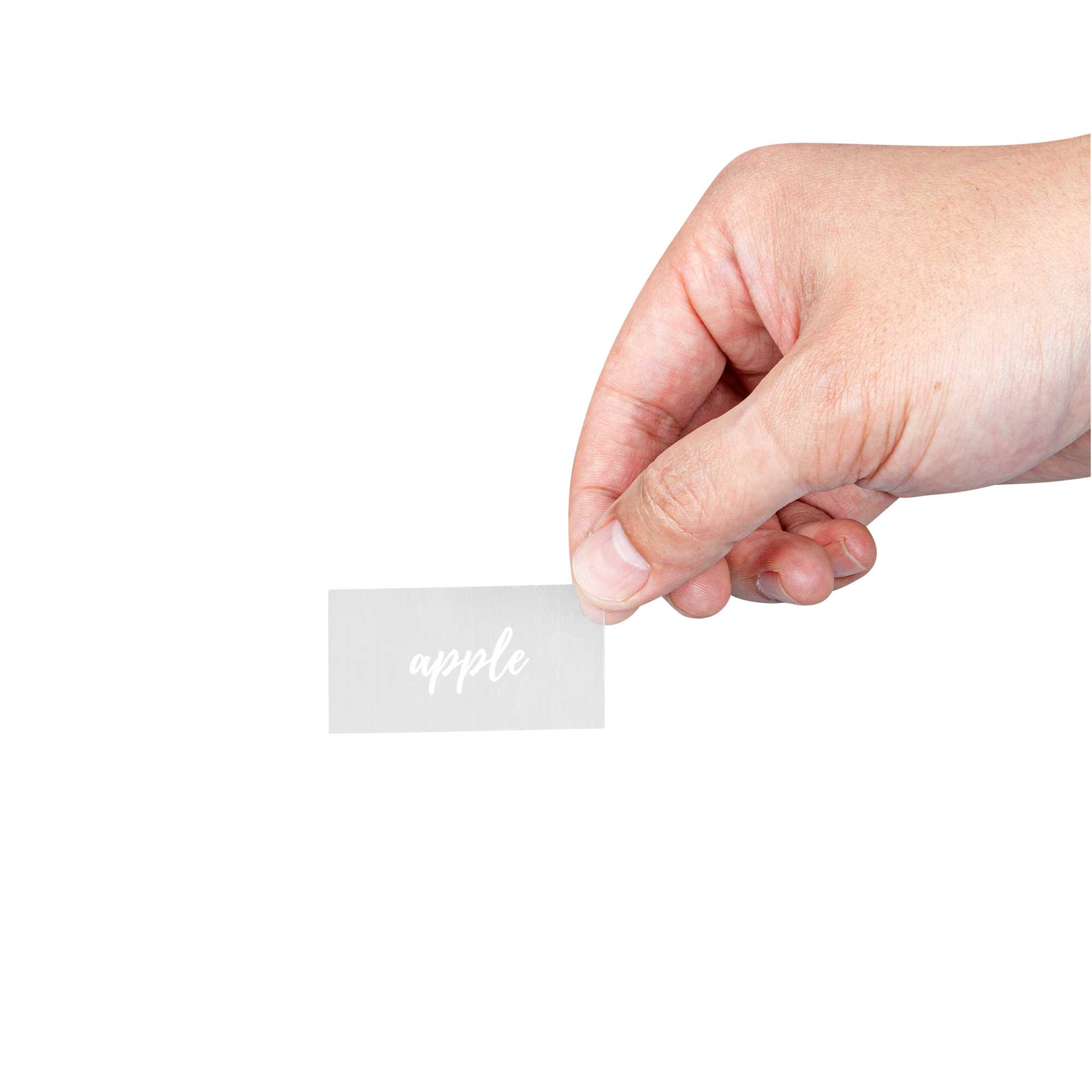 Label Tek Plastic Apple Label - Clear with White Font, Water-Resistant - 2" x 1" - 100 count box