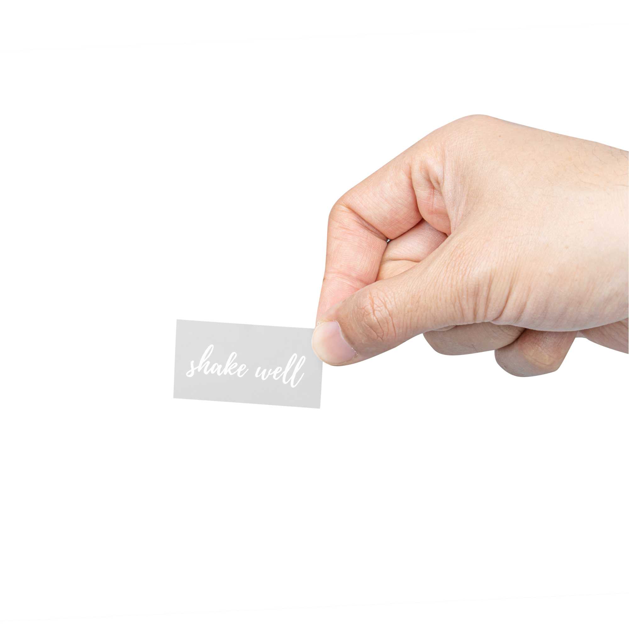 Label Tek Plastic Shake Well Label - Clear with White Font, Water-Resistant - 2" x 1" - 100 count box