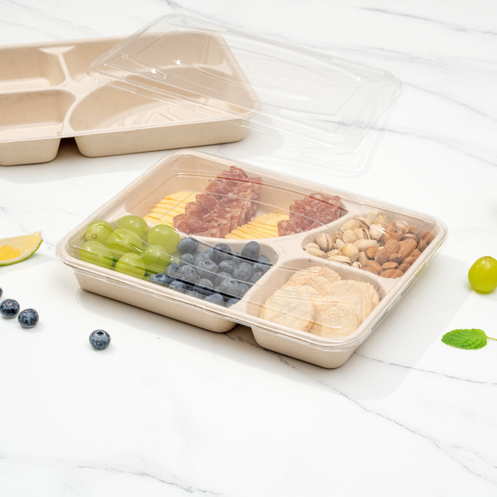 Pulp Tek Rectangle Clear Plastic Flat Lid - Fits To Go Trays - 100 count box