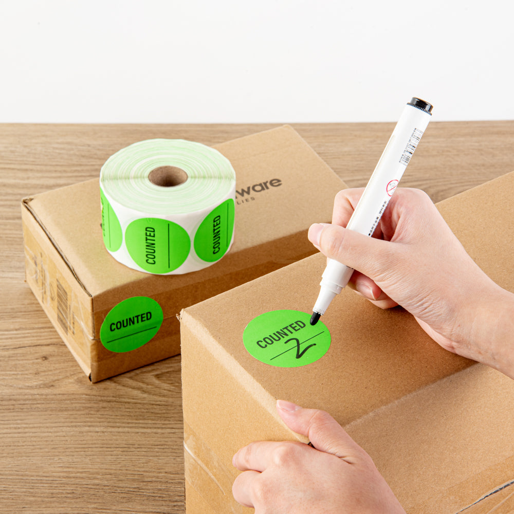 Label Tek Green Paper Counted Inventory Label - 2" x 2" - 1000 count roll