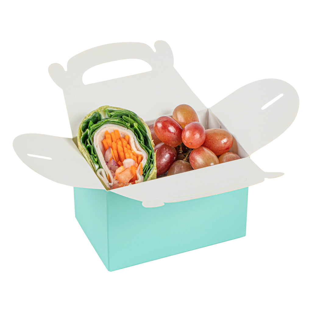 Bio Tek Turquoise Paper Gable Box / Take Out Container - Compostable - 4" x 2 1/2" x 2 1/2" - 100 count box