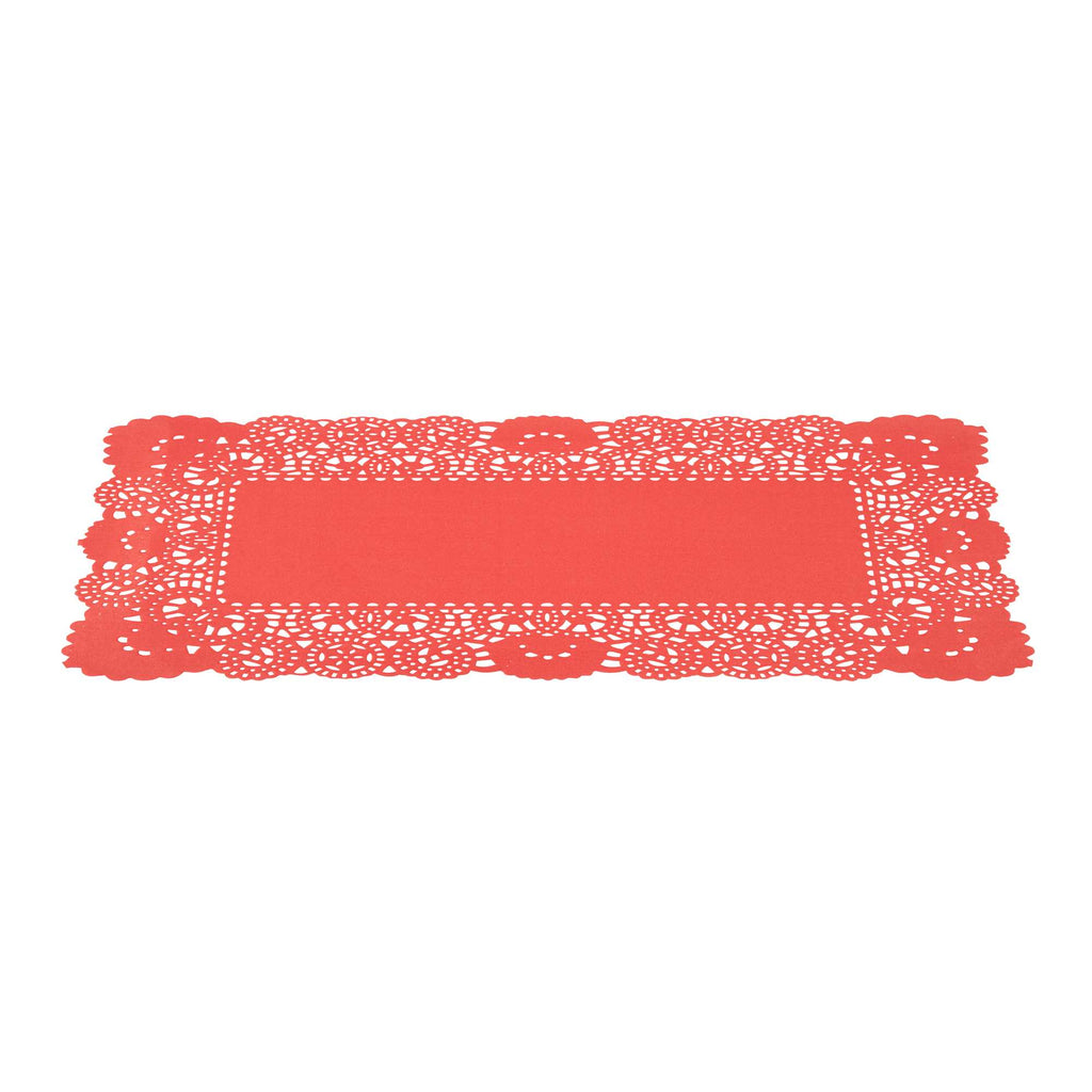 Pastry Tek Rectangle Red Paper Doilies - Lace - 12" x 7" - 4000 count box