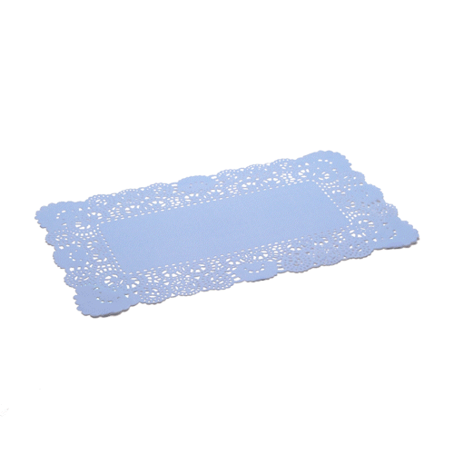 Pastry Tek Rectangle Sky Blue Paper Doilies - Lace - 12" x 7" - 4000 count box