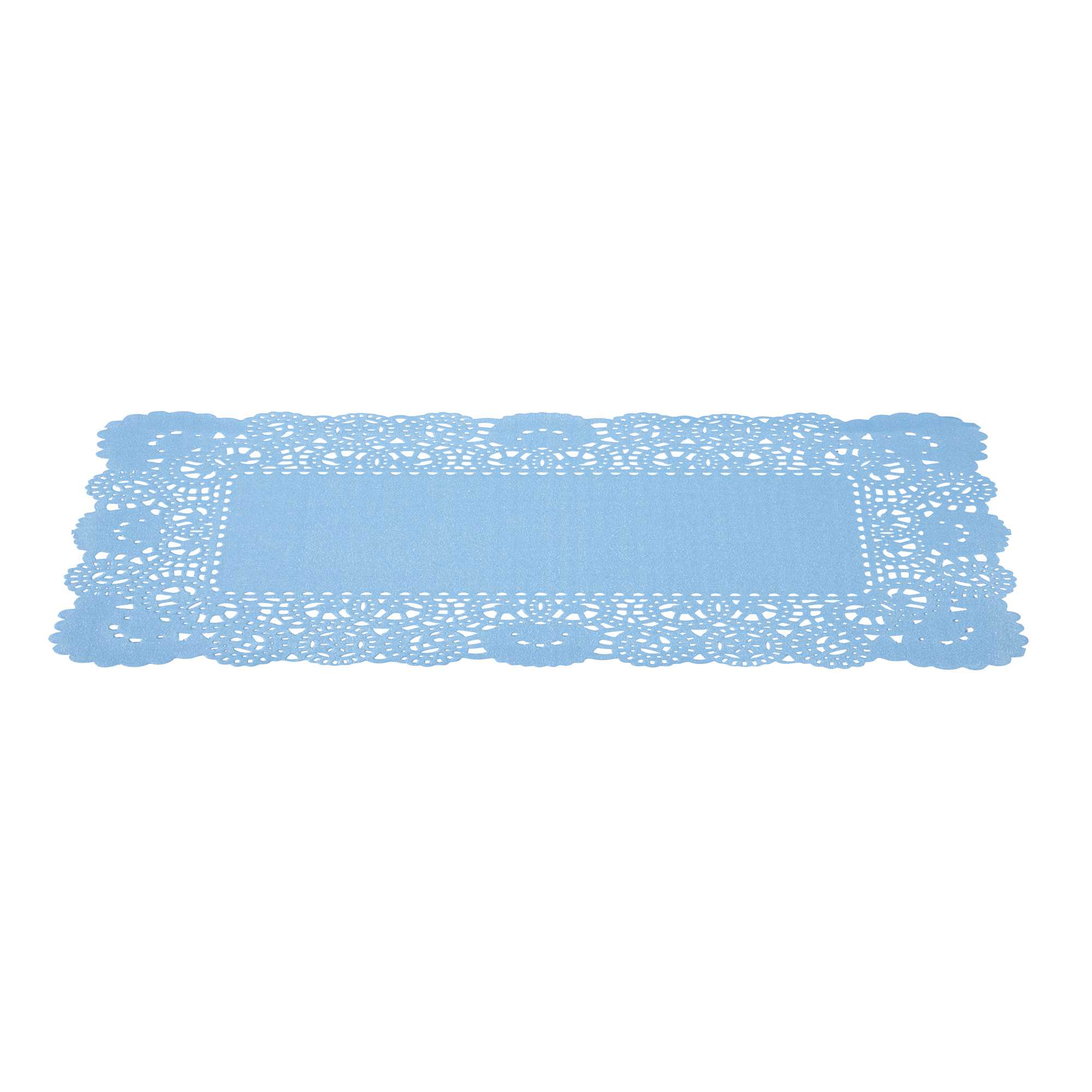 Pastry Tek Rectangle Sky Blue Paper Doilies - Lace - 12" x 7" - 4000 count box