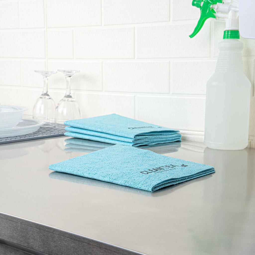 Clean Tek Professional Blue Microfiber Cleaning / Drying Cloth - 13'' x 15'' - 5 count box