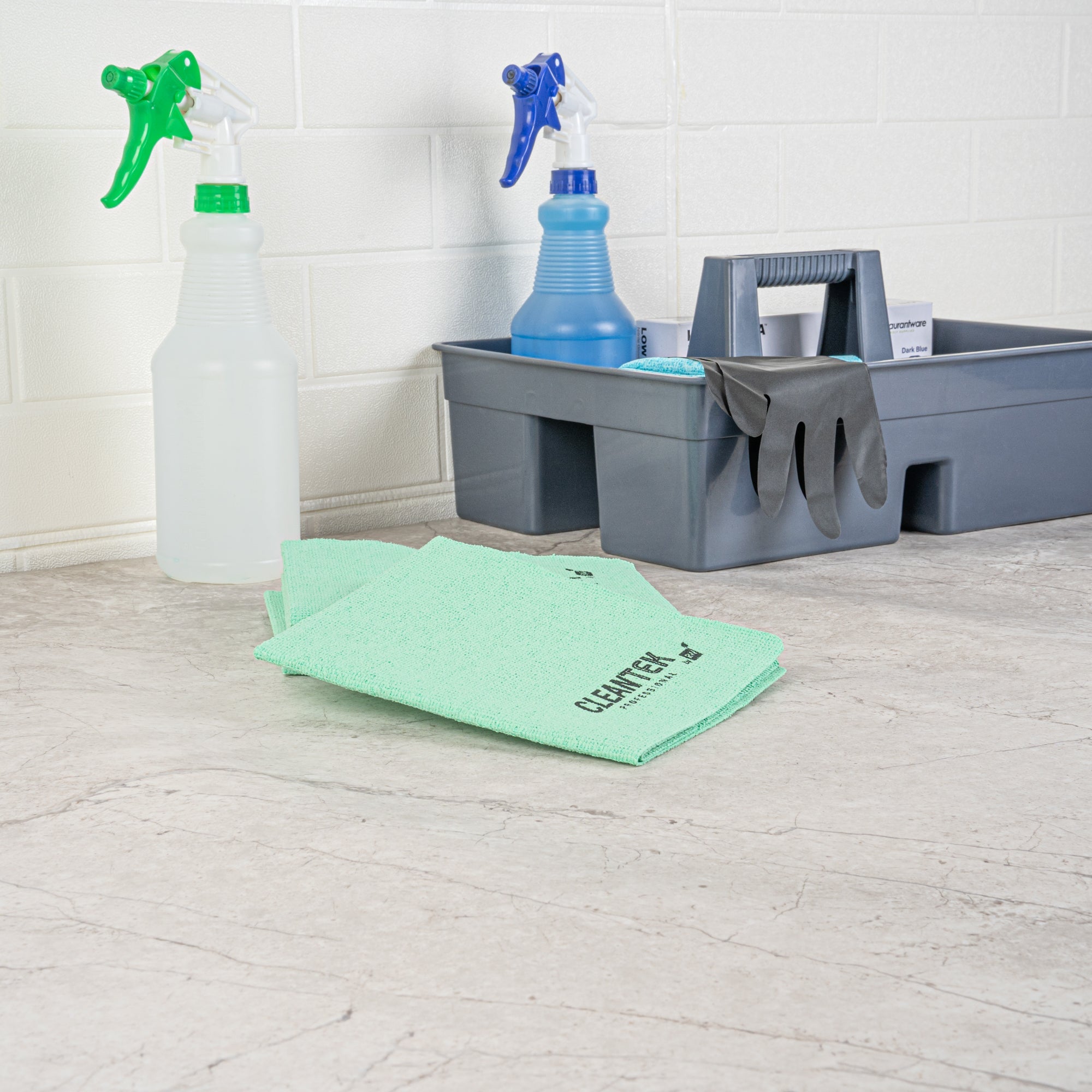 Clean Tek Professional Green Microfiber Cleaning / Drying Cloth - 13'' x 15'' - 5 count box
