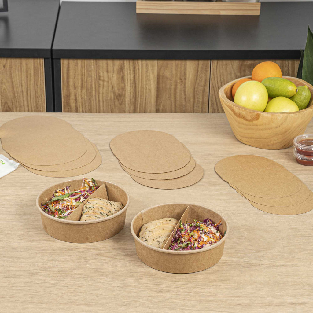 Bio Tek Kraft Paper 2-Compartment Insert - Fits 22, 37 and 42 oz Containers - 50 count box