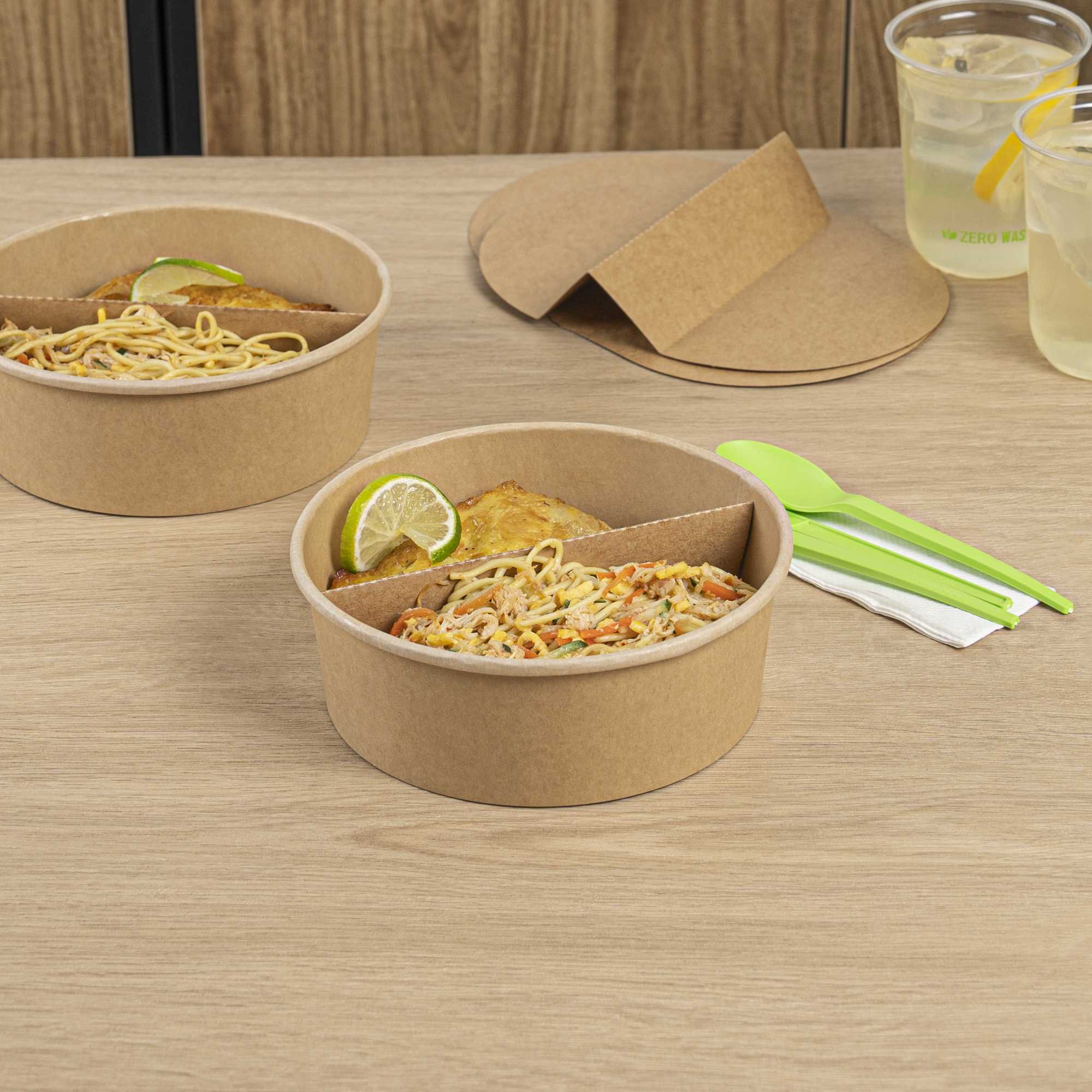 Bio Tek Kraft Paper 2-Compartment Insert - Fits 45 oz Containers - 200 count box