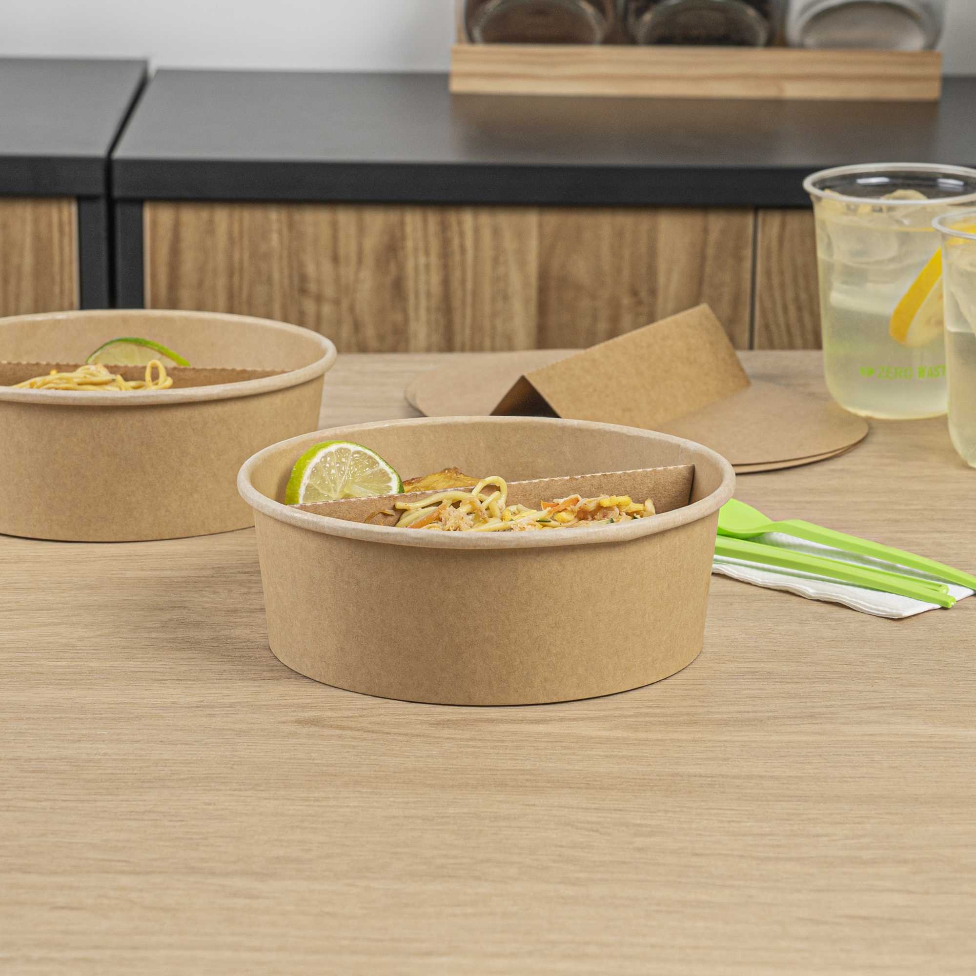 Bio Tek Kraft Paper 2-Compartment Insert - Fits 45 oz Containers - 50 count box