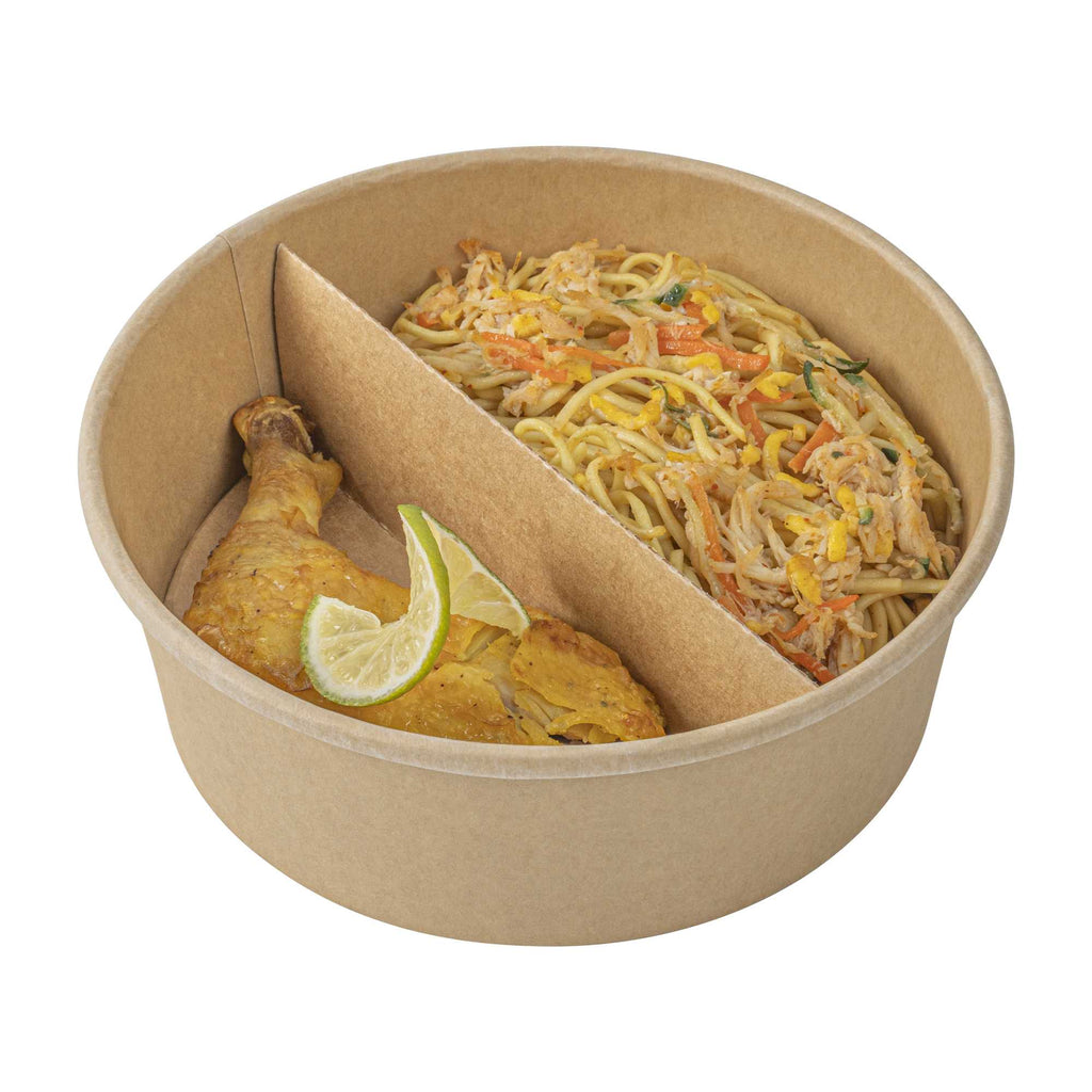 Bio Tek Kraft Paper 2-Compartment Insert - Fits 45 oz Containers - 200 count box