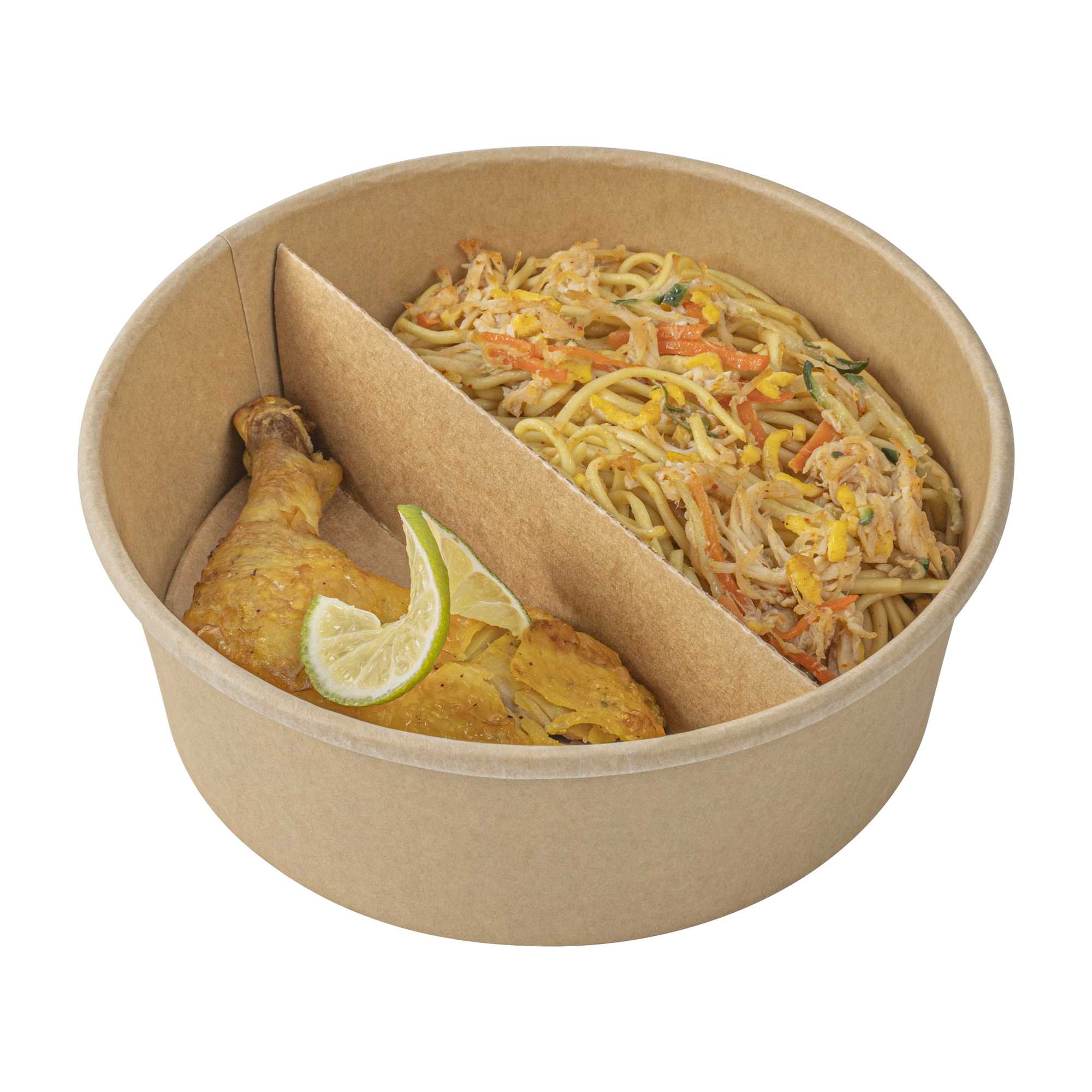 Bio Tek Kraft Paper 2-Compartment Insert - Fits 45 oz Containers - 200 count box