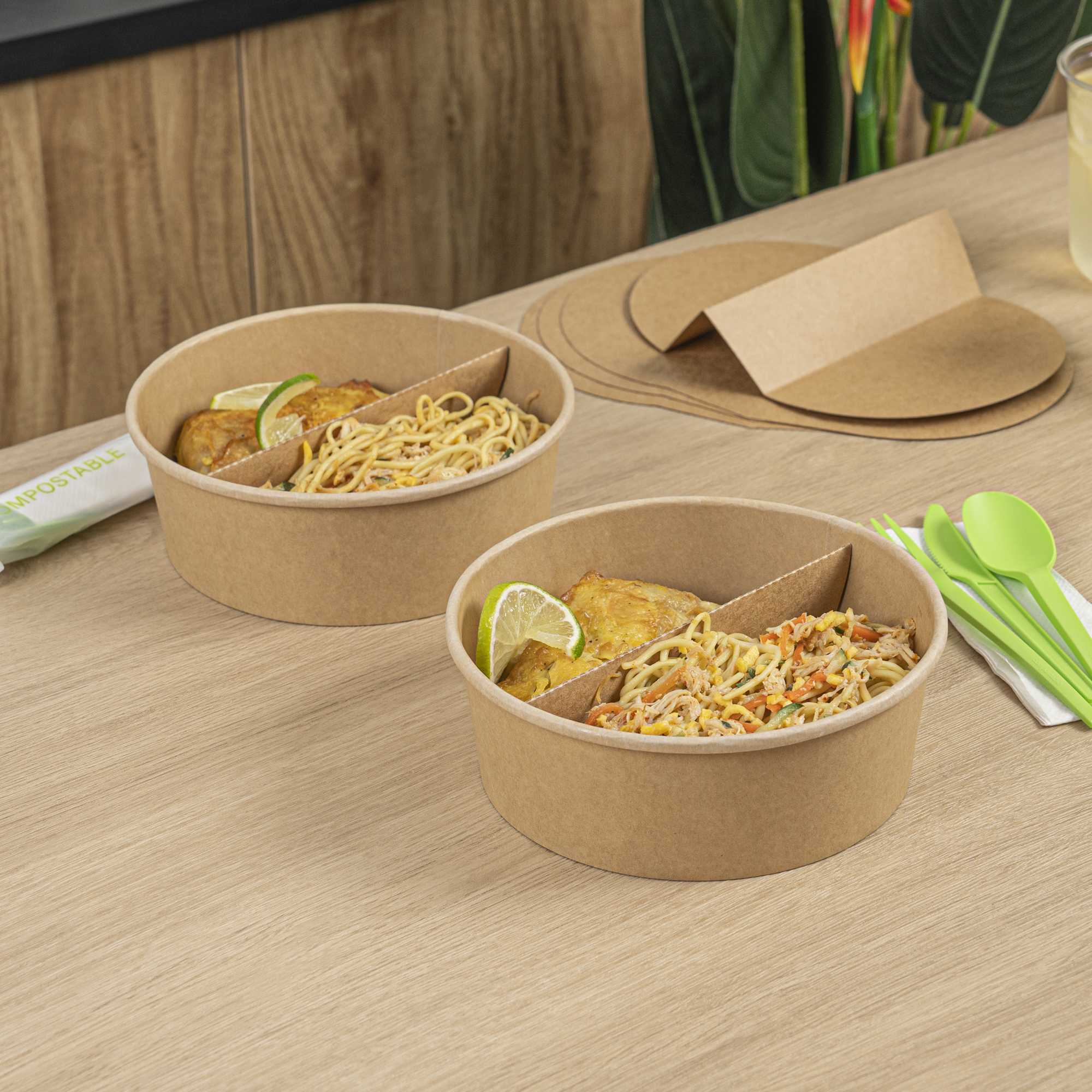 Bio Tek Kraft Paper 2-Compartment Insert - Fits 45 oz Containers - 200 count box