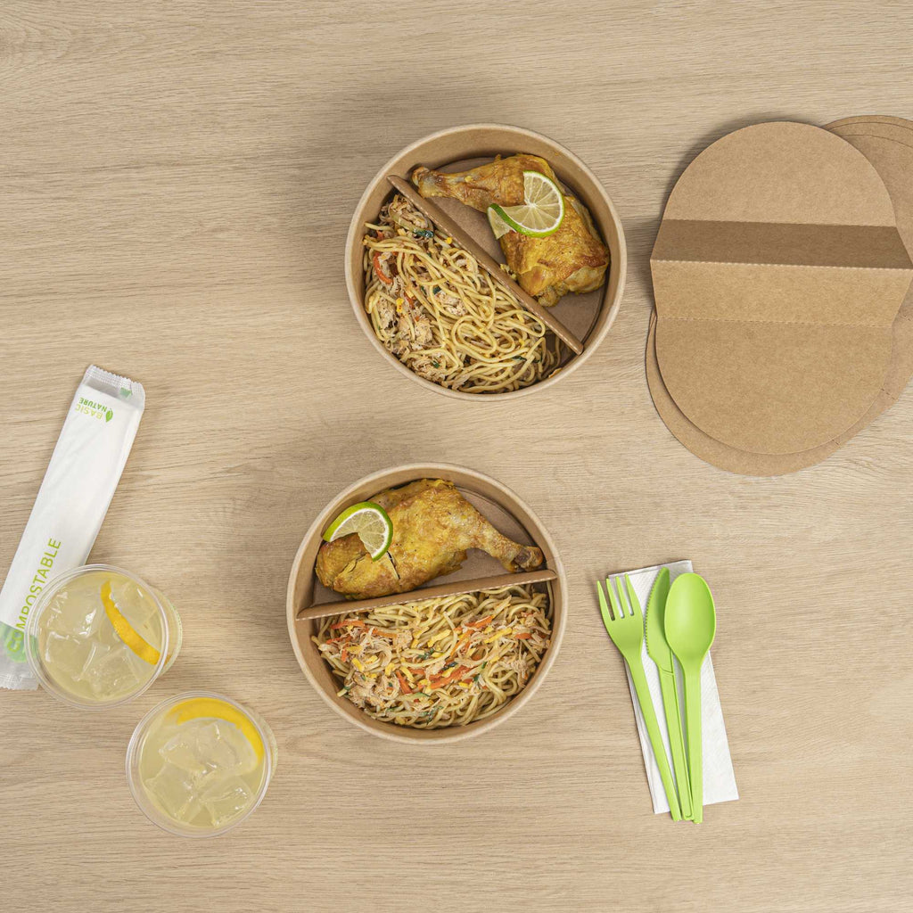 Bio Tek Kraft Paper 2-Compartment Insert - Fits 45 oz Containers - 200 count box