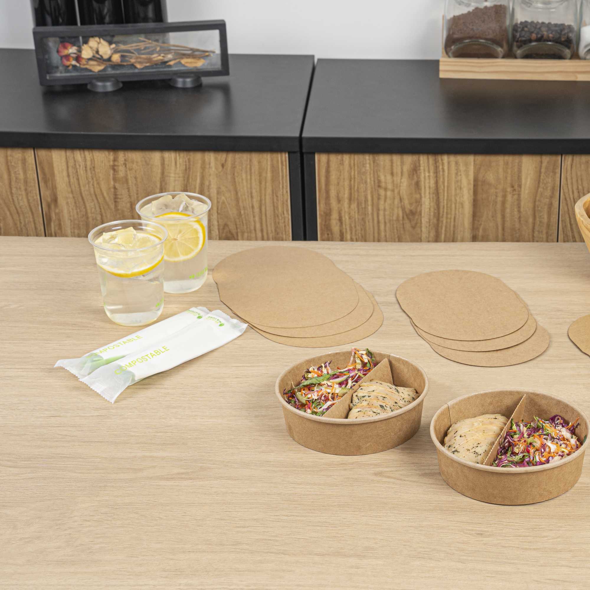 Bio Tek Kraft Paper 2-Compartment Insert - Fits 45 oz Containers - 200 count box