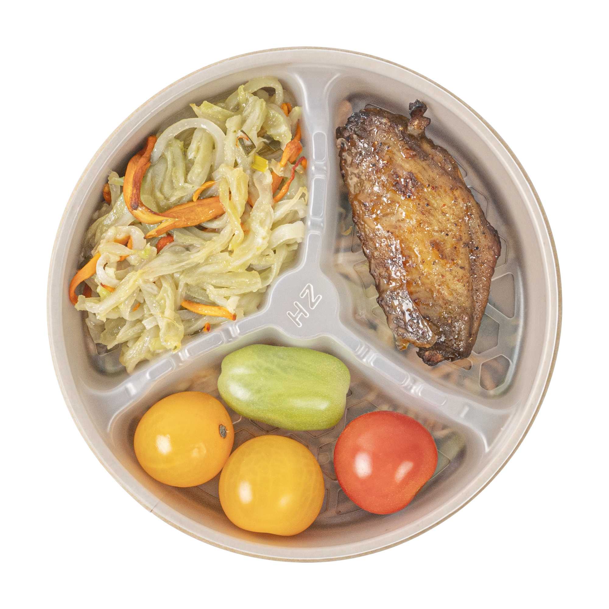 Bio Tek 12 oz White Plastic 3-Compartment Insert Tray - Fits 17-45 oz Containers - 200 count box