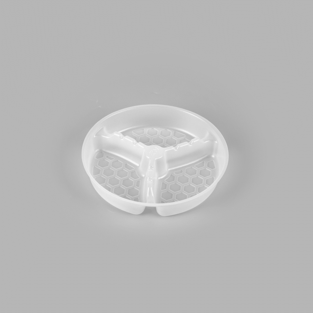 Bio Tek 12 oz White Plastic 3-Compartment Insert Tray - Fits 17-45 oz Containers - 200 count box