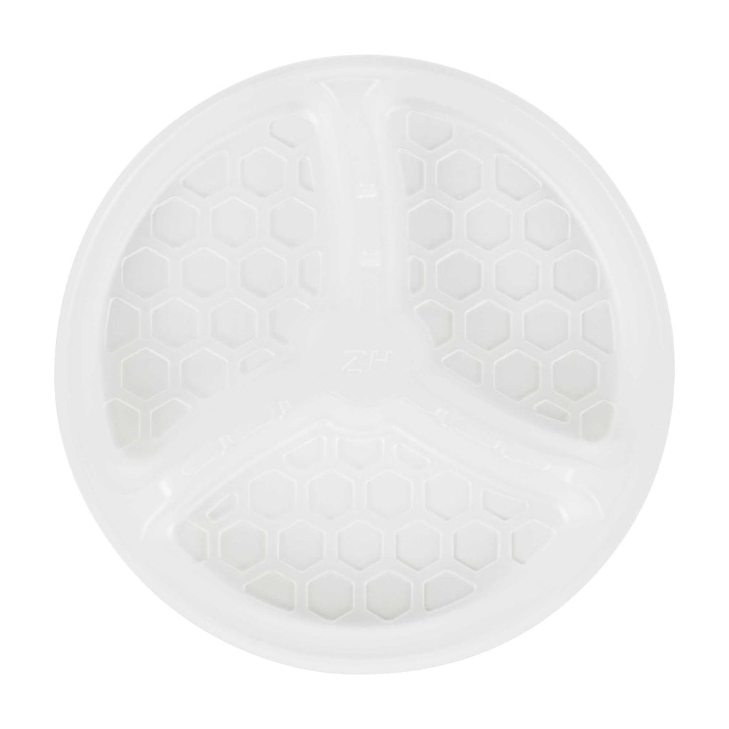 Bio Tek 12 oz White Plastic 3-Compartment Insert Tray - Fits 17-45 oz Containers - 200 count box