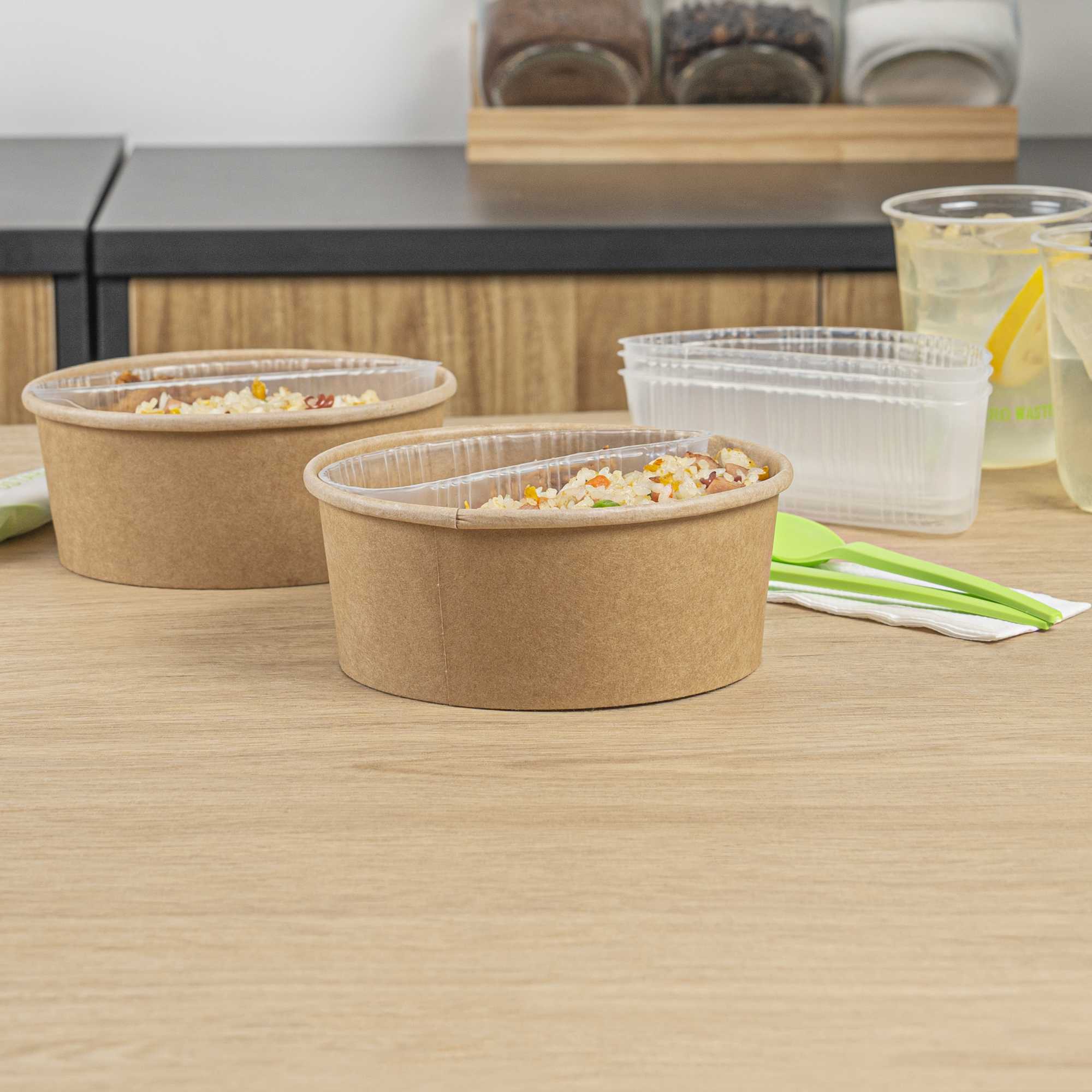 Bio Tek 16 oz White Plastic Half Insert Tray - Fits 17-45 oz Containers - 50 count box