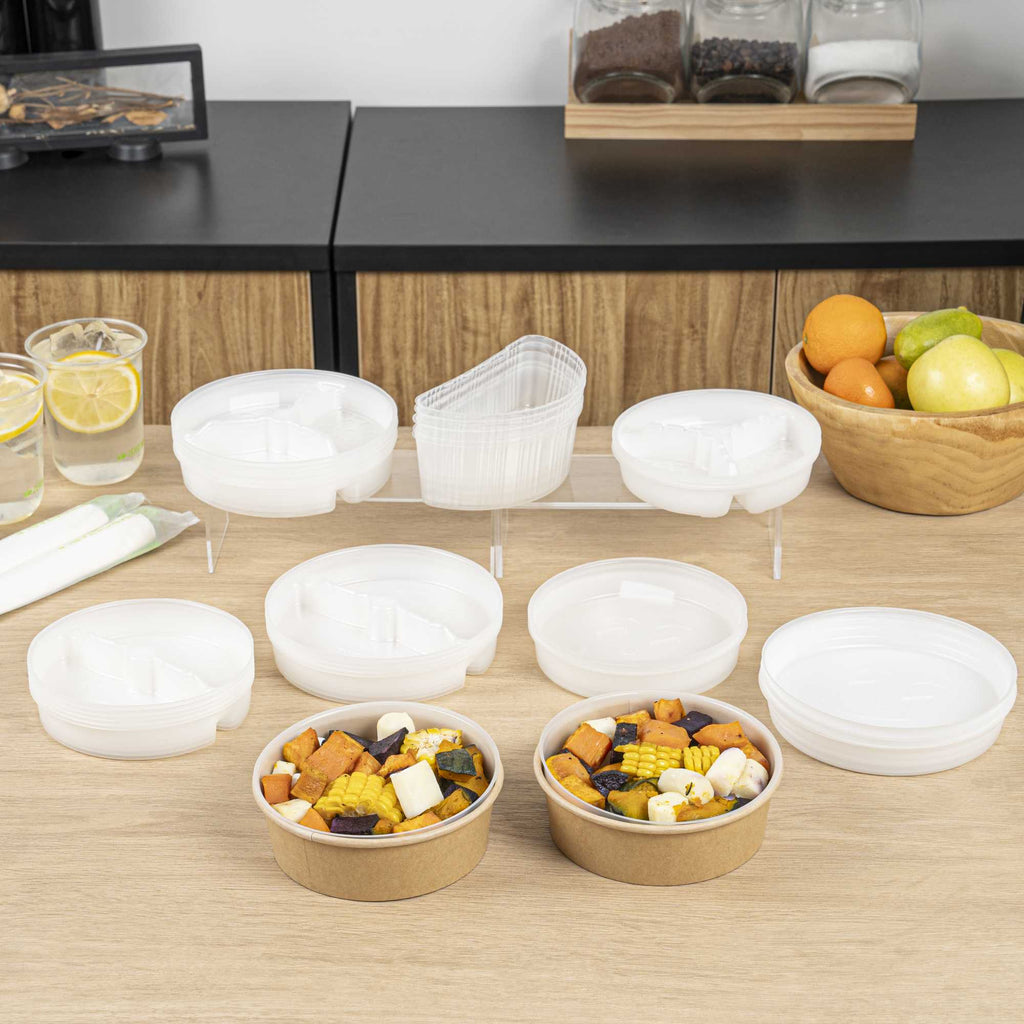 Bio Tek 16 oz White Plastic Half Insert Tray - Fits 17-45 oz Containers - 200 count box