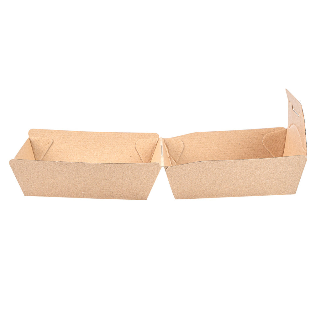 Bio Tek Square Kraft Paper Corrugated Clamshell Container - 4" x 4" x 2 3/4" - 100 count box