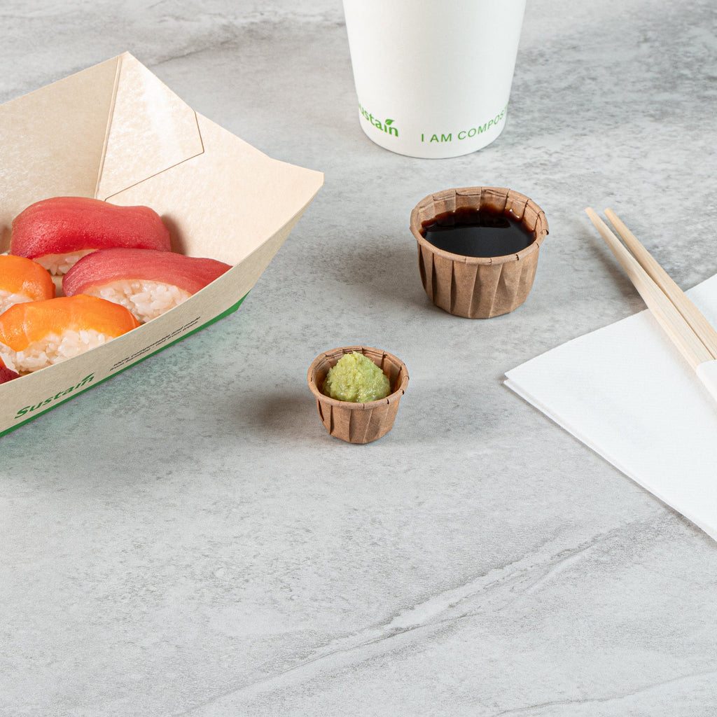 Sustain 0.5 oz Kraft Paper Portion Cup - Compostable - 2000 count box