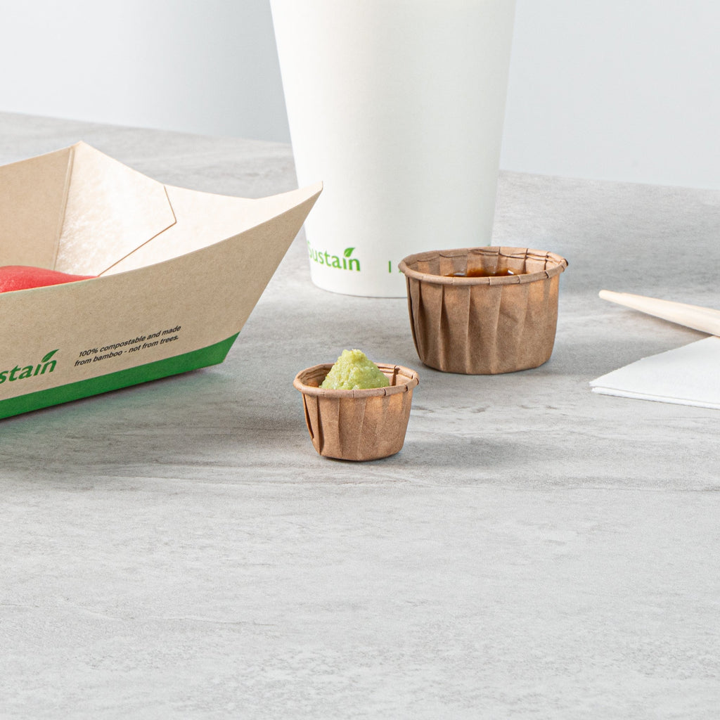 Sustain 0.5 oz Kraft Paper Portion Cup - Compostable - 2000 count box
