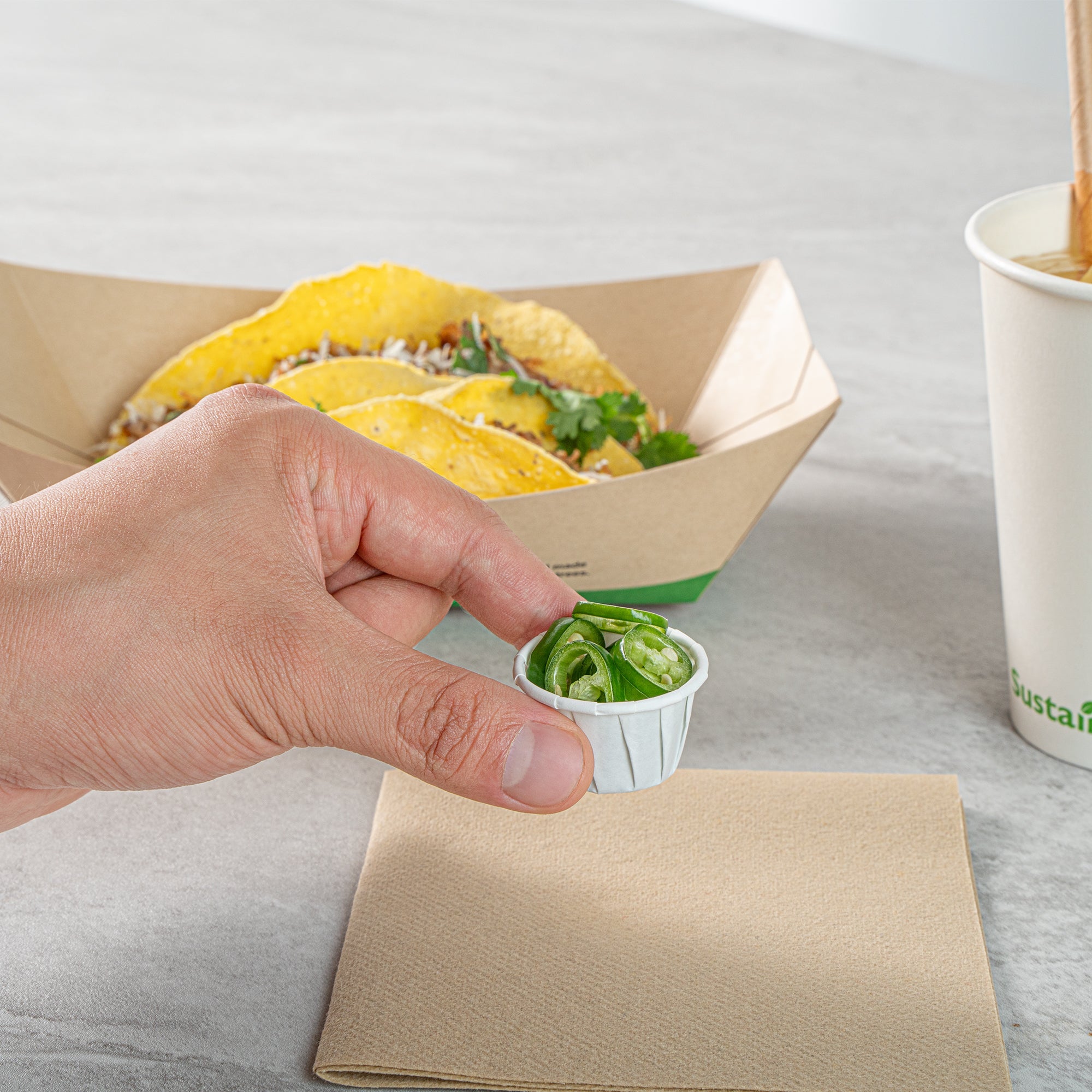 Sustain 0.5 oz White Paper Portion Cup - Compostable - 2000 count box