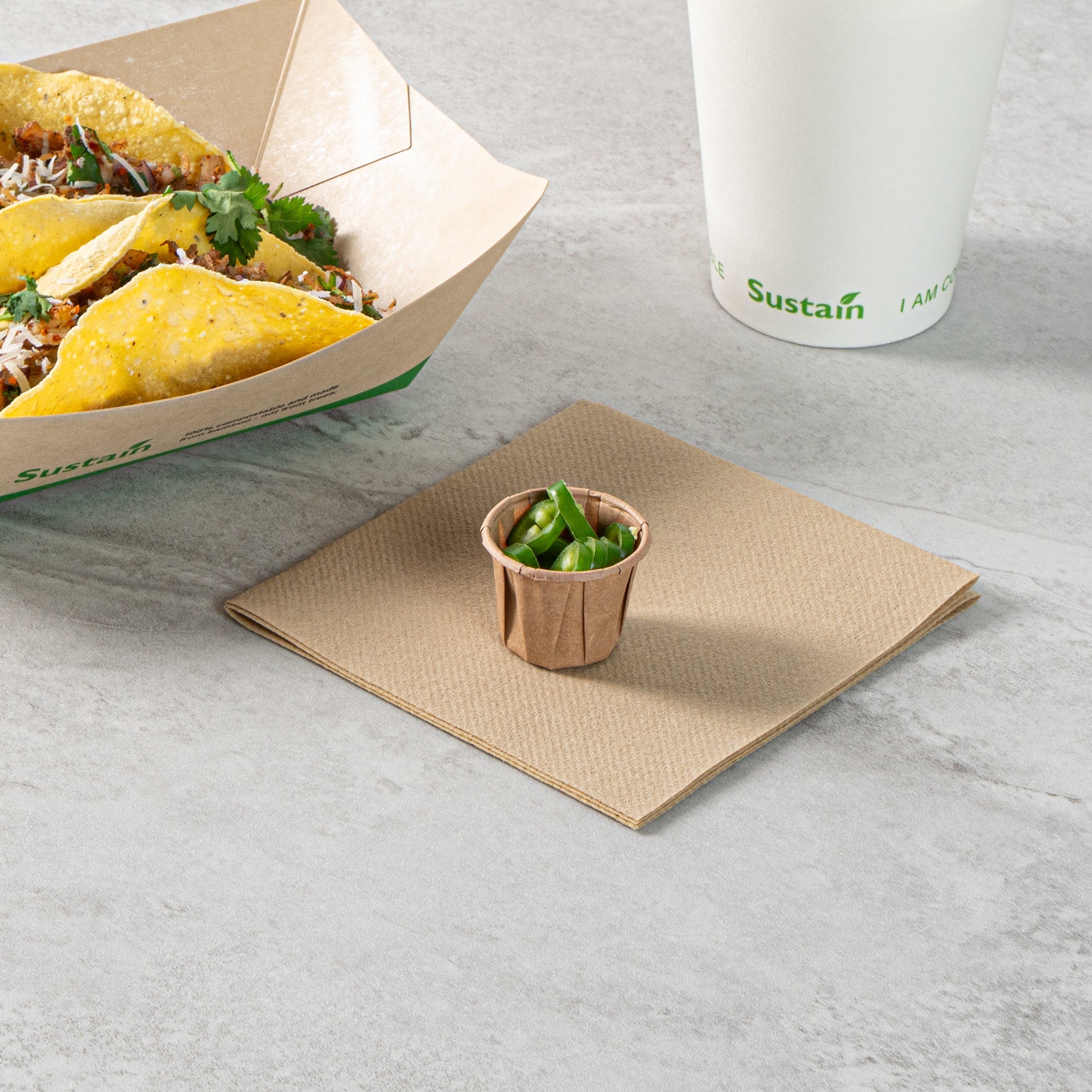 Sustain 0.75 oz Kraft Paper Portion Cup - Compostable - 2000 count box