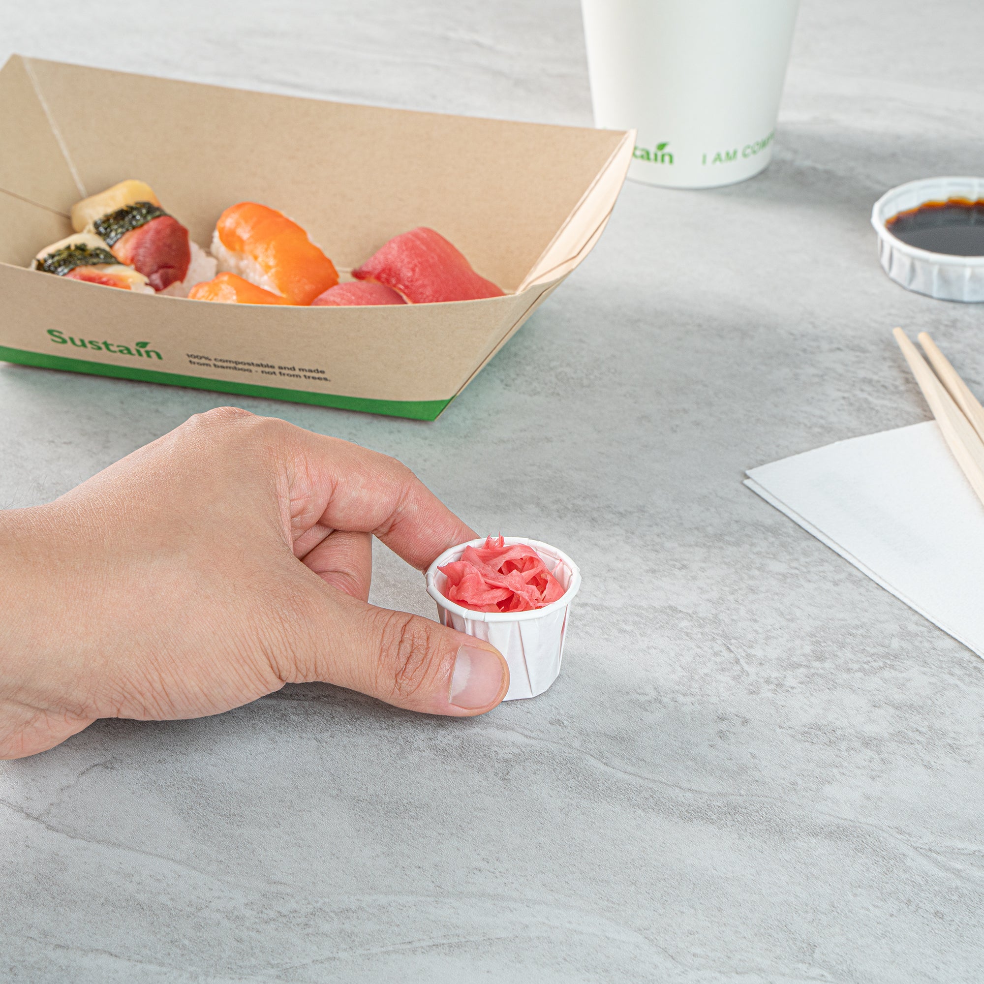 Sustain 0.75 oz White Paper Portion Cup - Compostable - 2000 count box