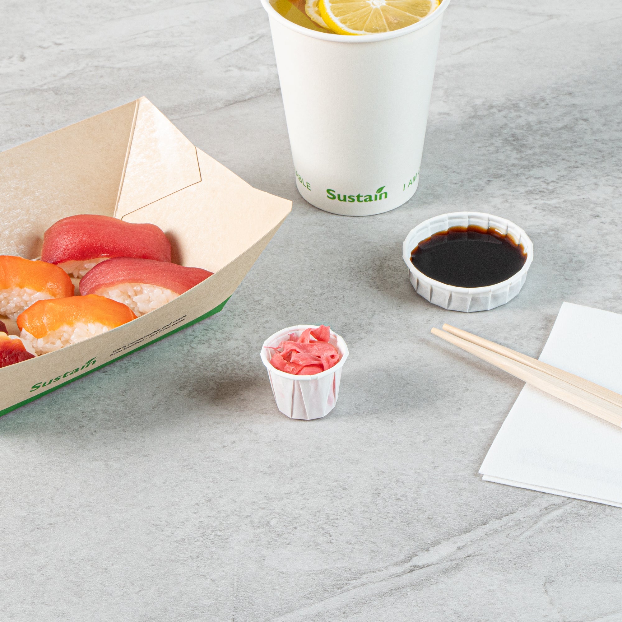 Sustain 0.75 oz White Paper Portion Cup - Compostable - 2000 count box