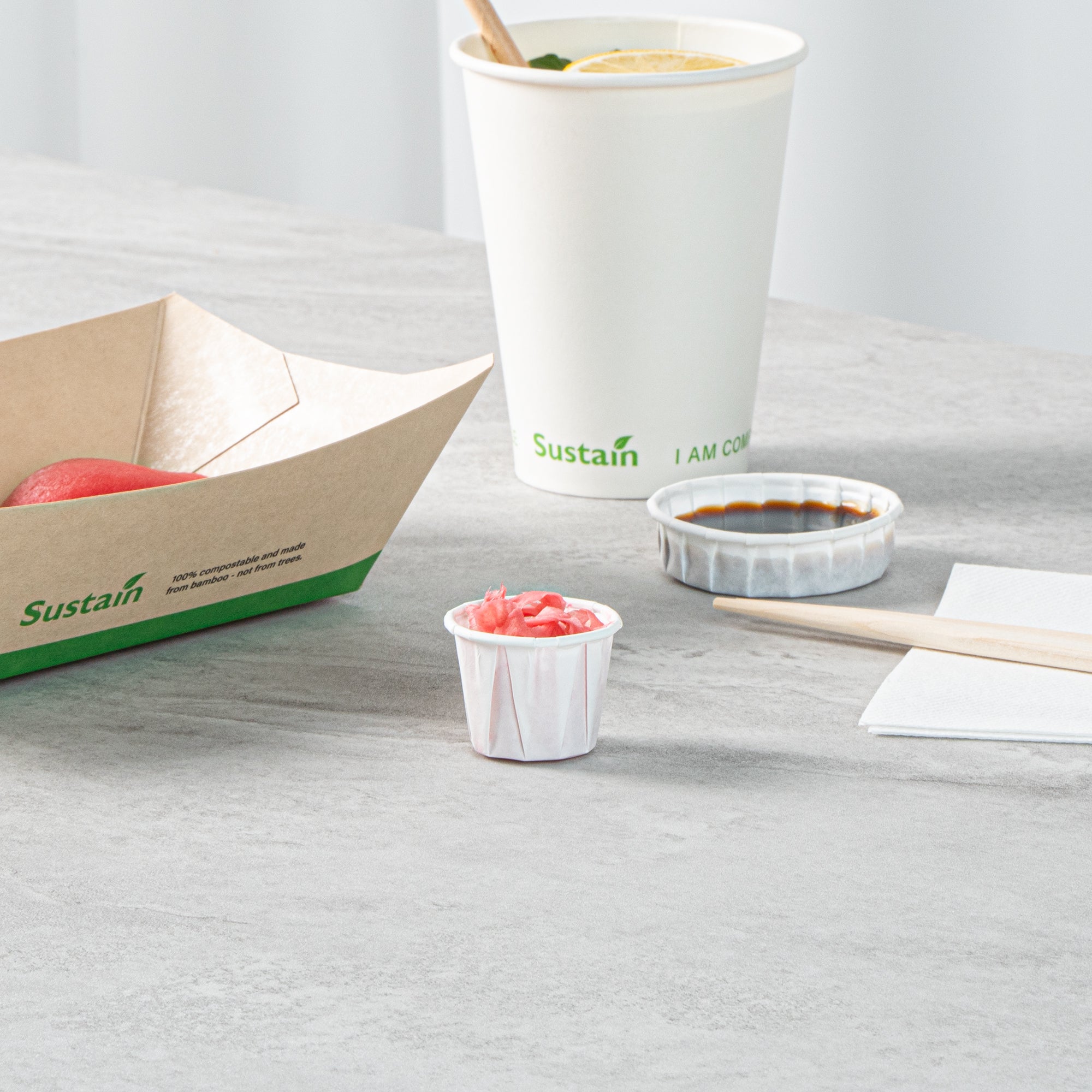 Sustain 0.75 oz White Paper Portion Cup - Compostable - 2000 count box