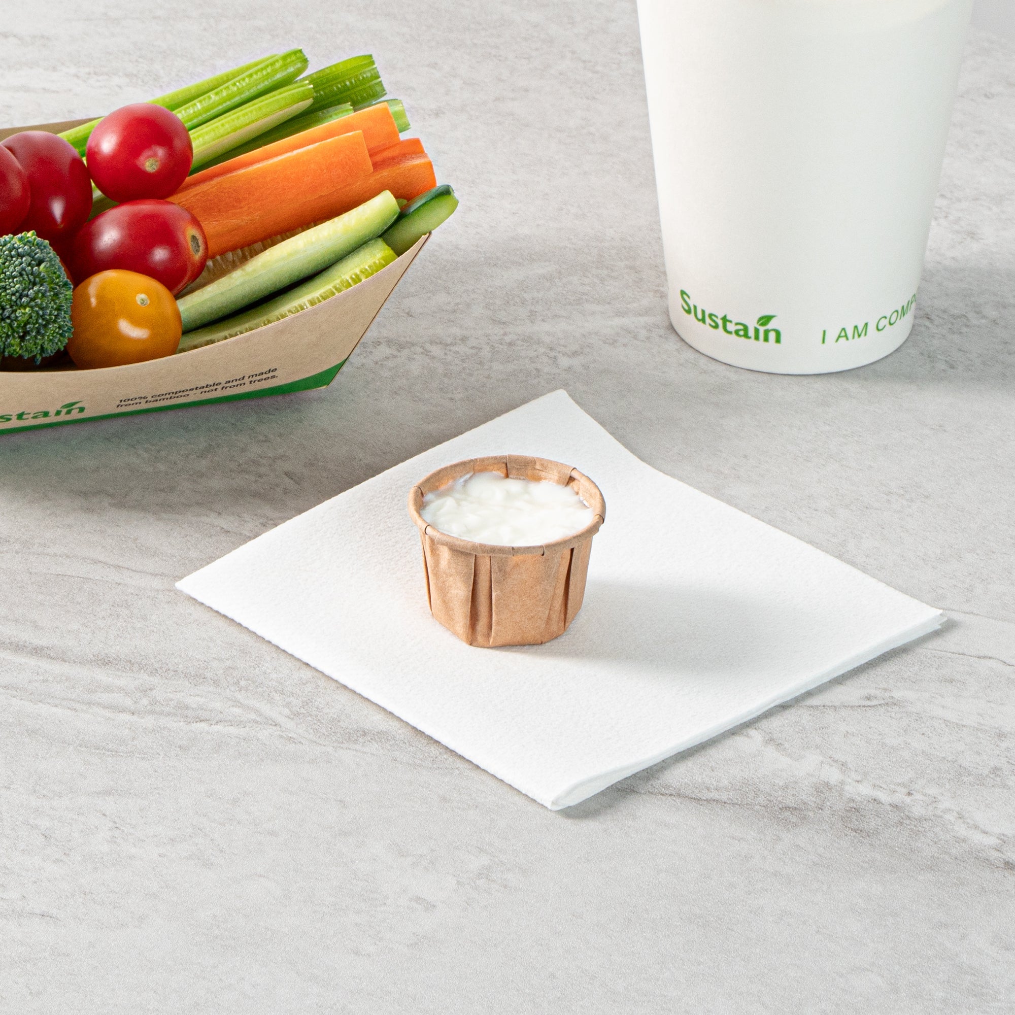 Sustain 1 oz Kraft Paper Portion Cup - Compostable - 2000 count box