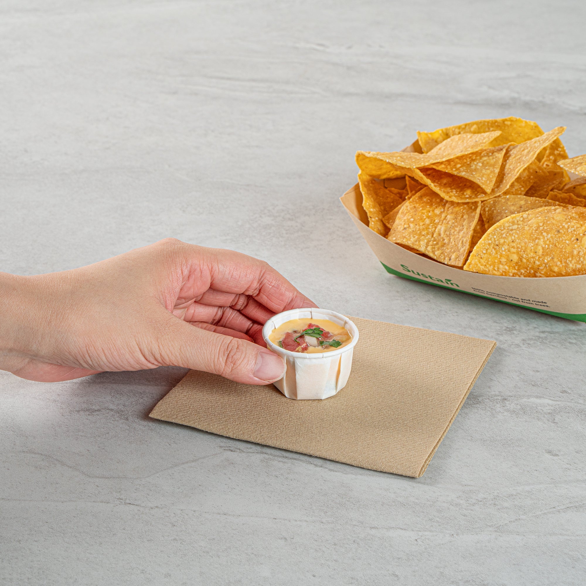 Sustain 1 oz White Paper Portion Cup - Compostable - 2000 count box