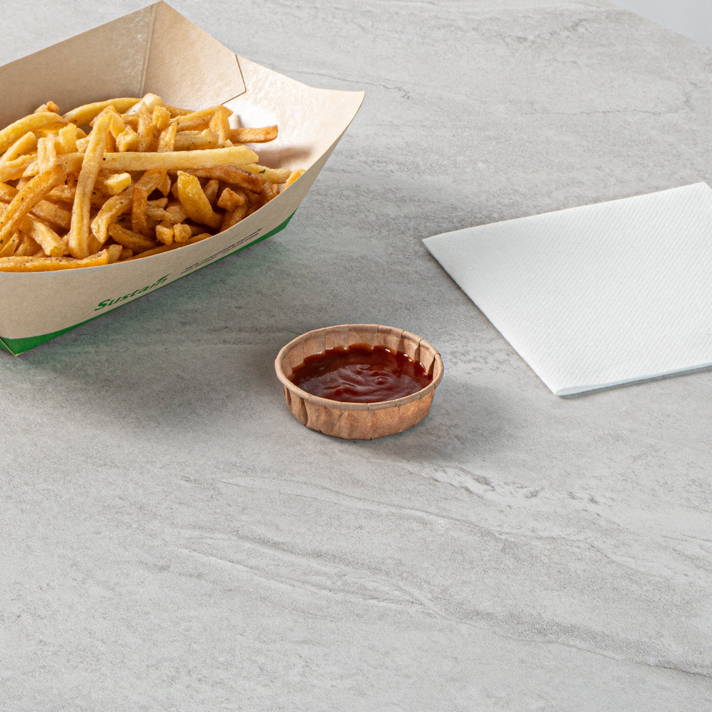 Sustain 1 oz Kraft Paper Squat Portion Cup - Compostable - 2000 count box