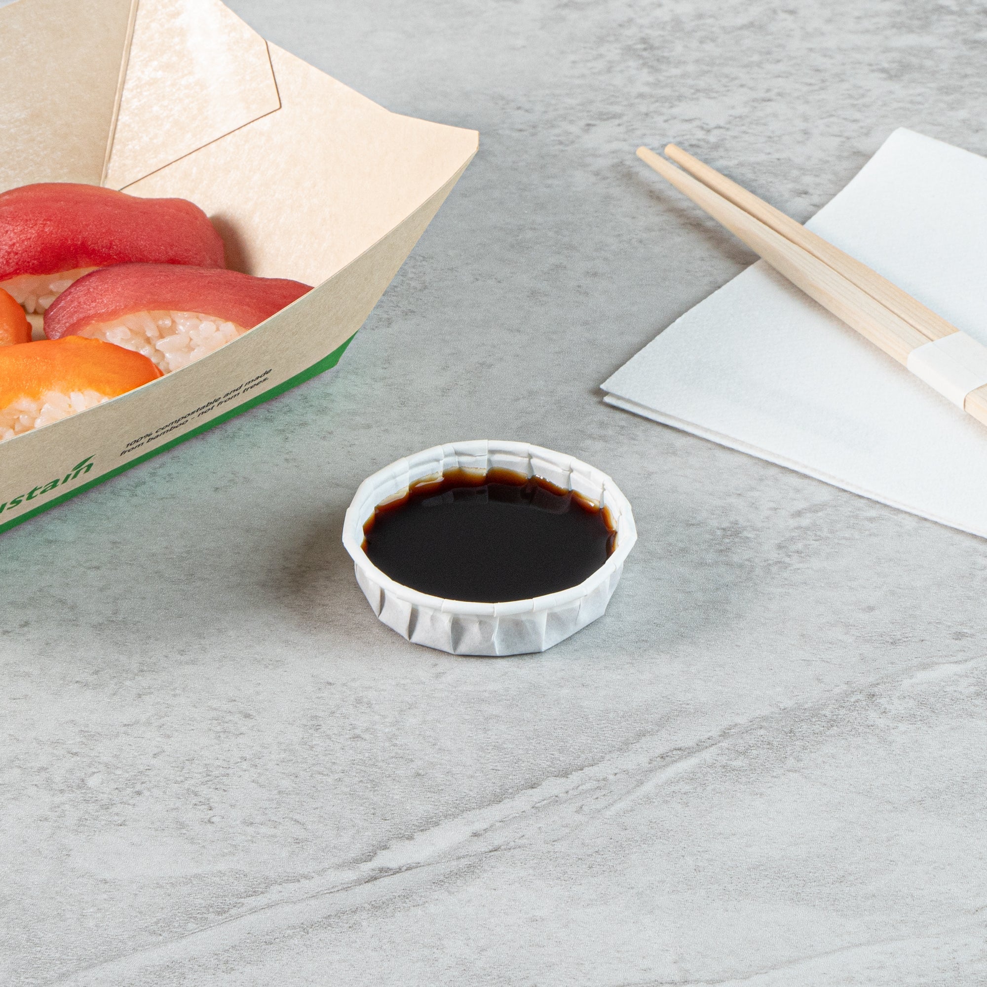 Sustain 1 oz White Paper Squat Portion Cup - Compostable - 2000 count box