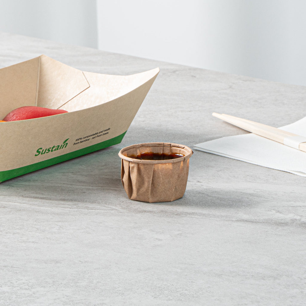 Sustain 1.5 oz Kraft Paper Portion Cup - Compostable - 2000 count box