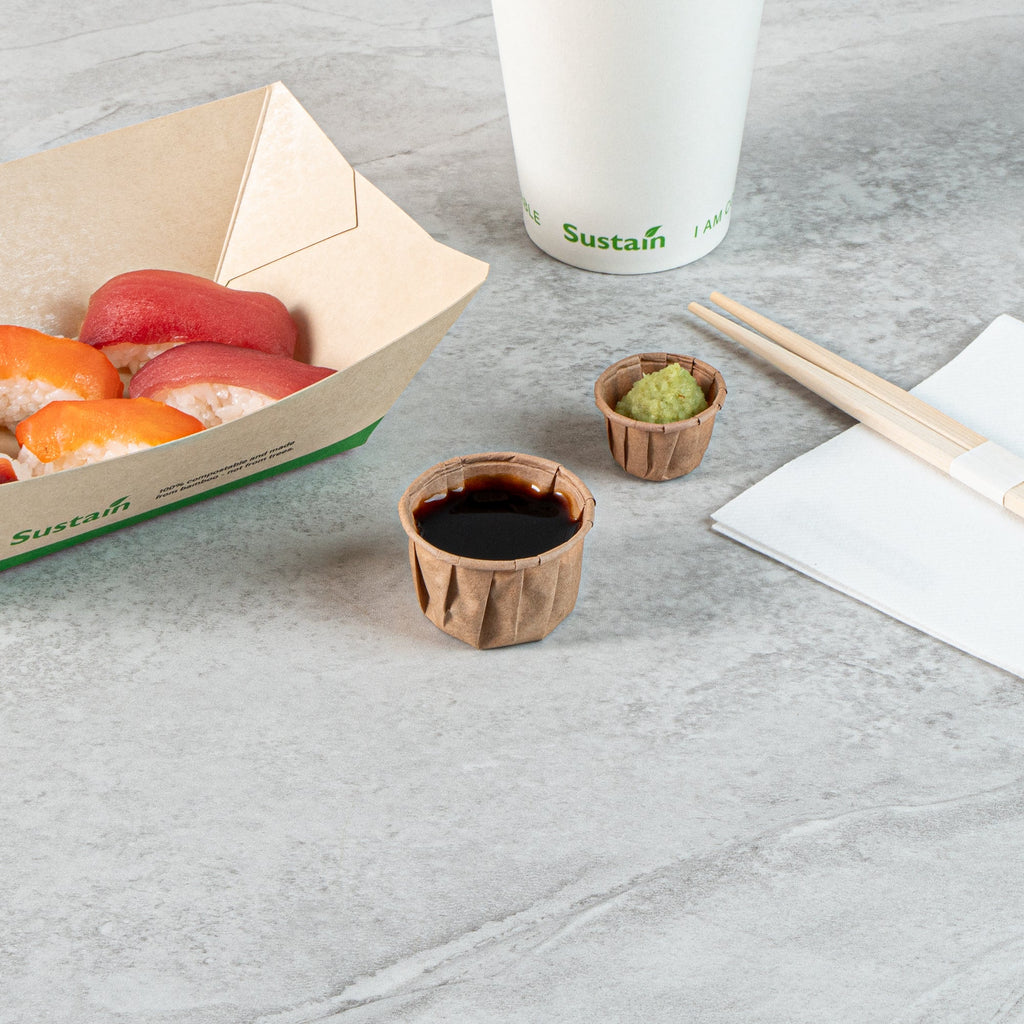 Sustain 1.5 oz Kraft Paper Portion Cup - Compostable - 2000 count box