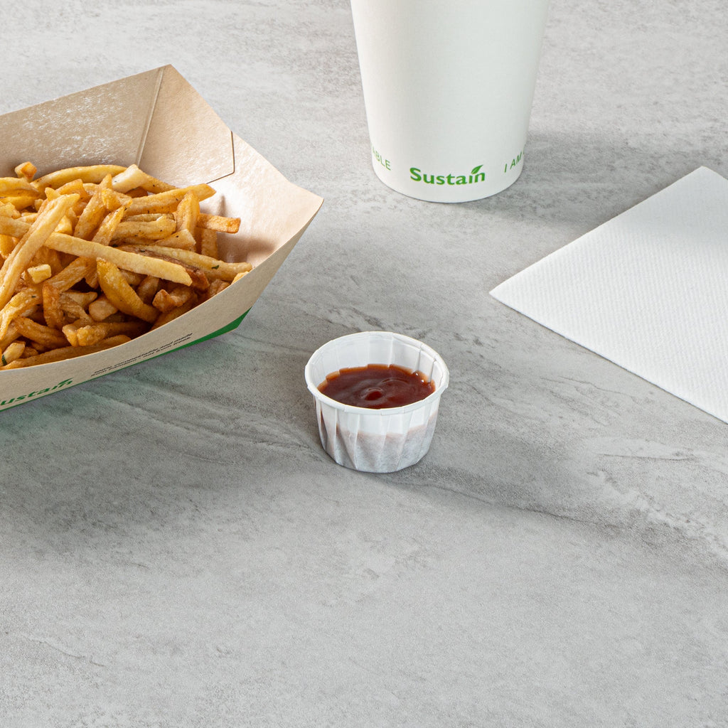 Sustain 1.5 oz White Paper Portion Cup - Compostable - 2000 count box