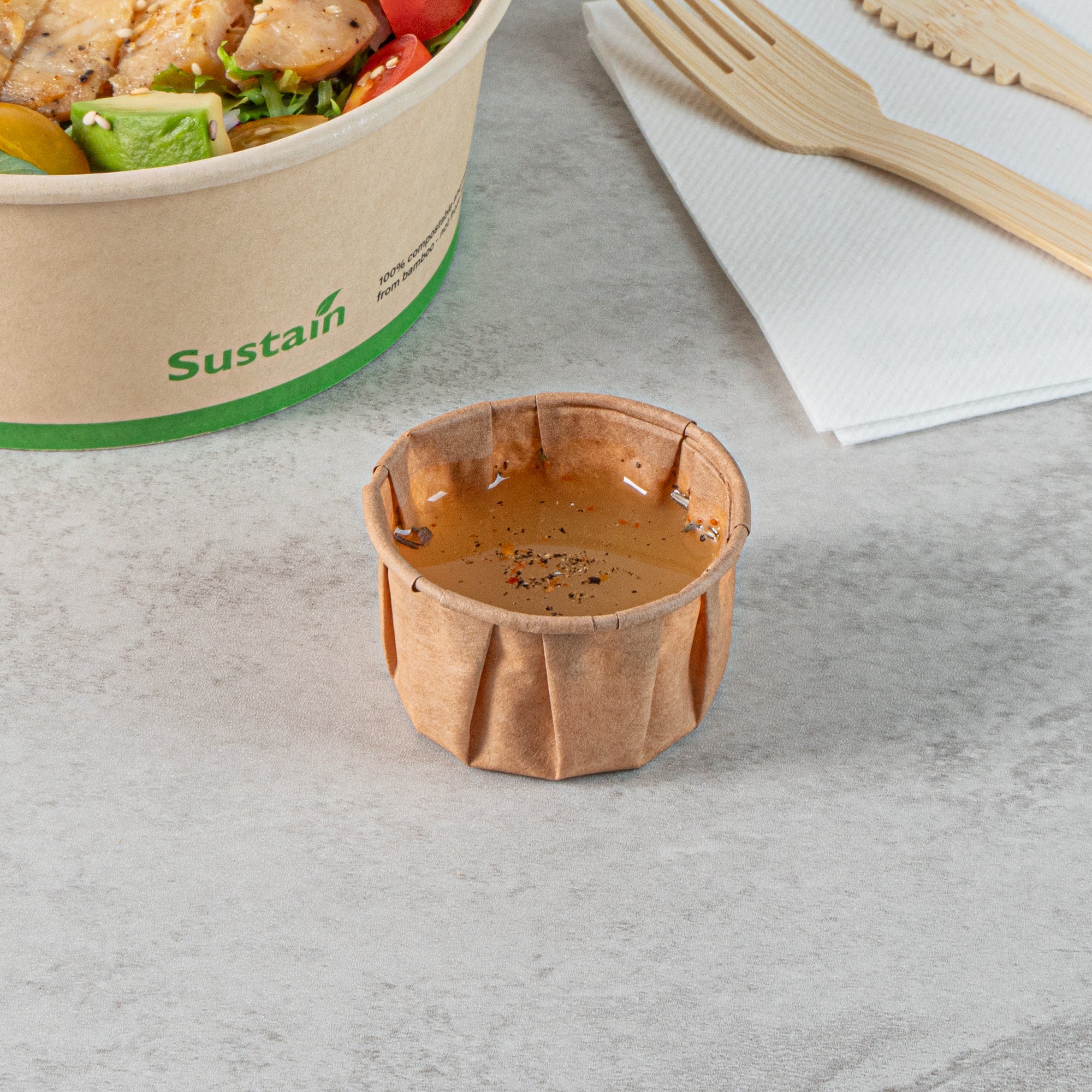 Sustain 2 oz Kraft Paper Portion Cup - Compostable - 2000 count box